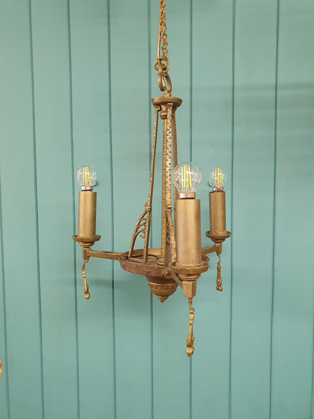 Small Deco Three Arm Chandelier photo Lighting