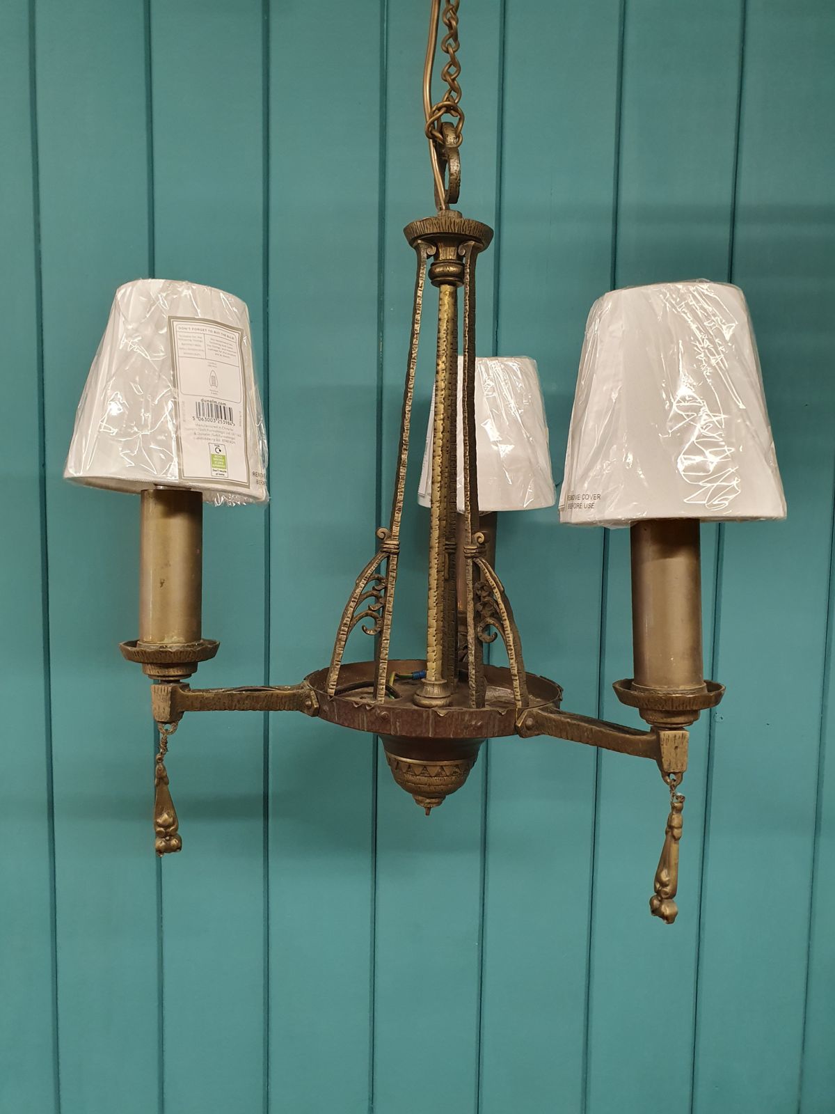 Small Deco Three Arm Chandelier photo 395.0