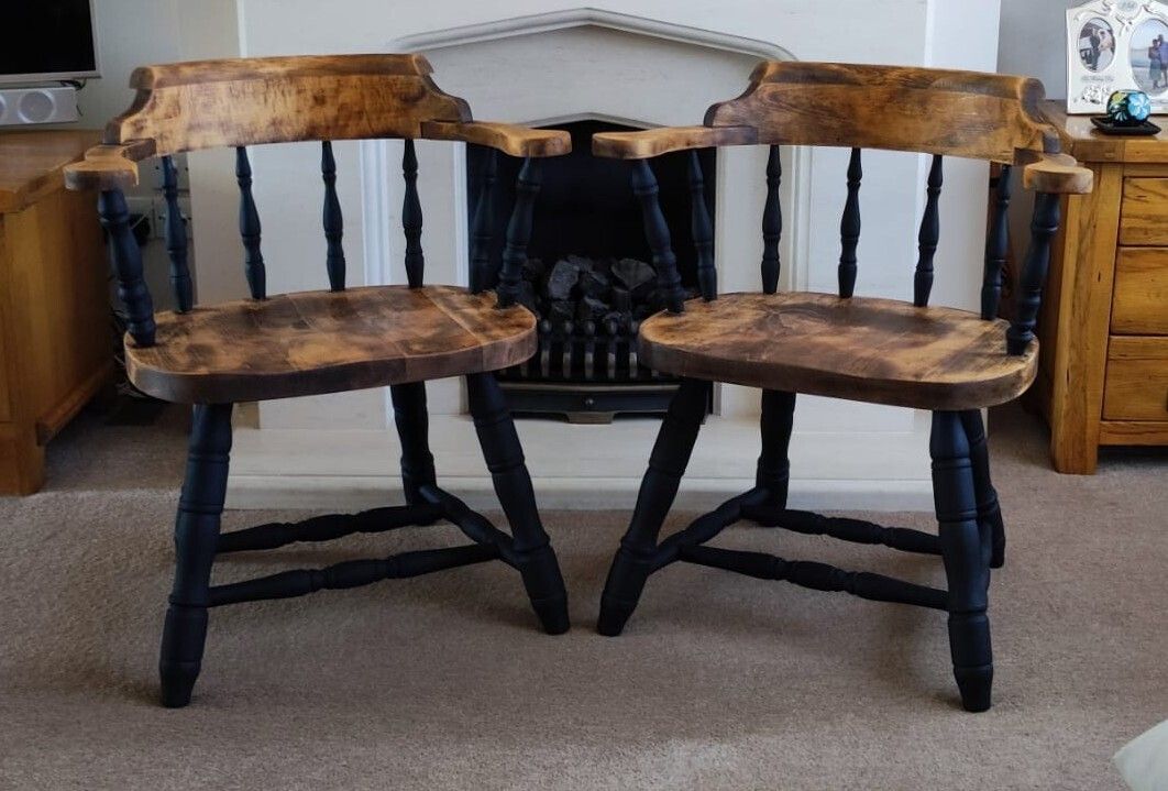 Pair Of Hand Restored Windsor Style Captain’s Chairs photo furniture