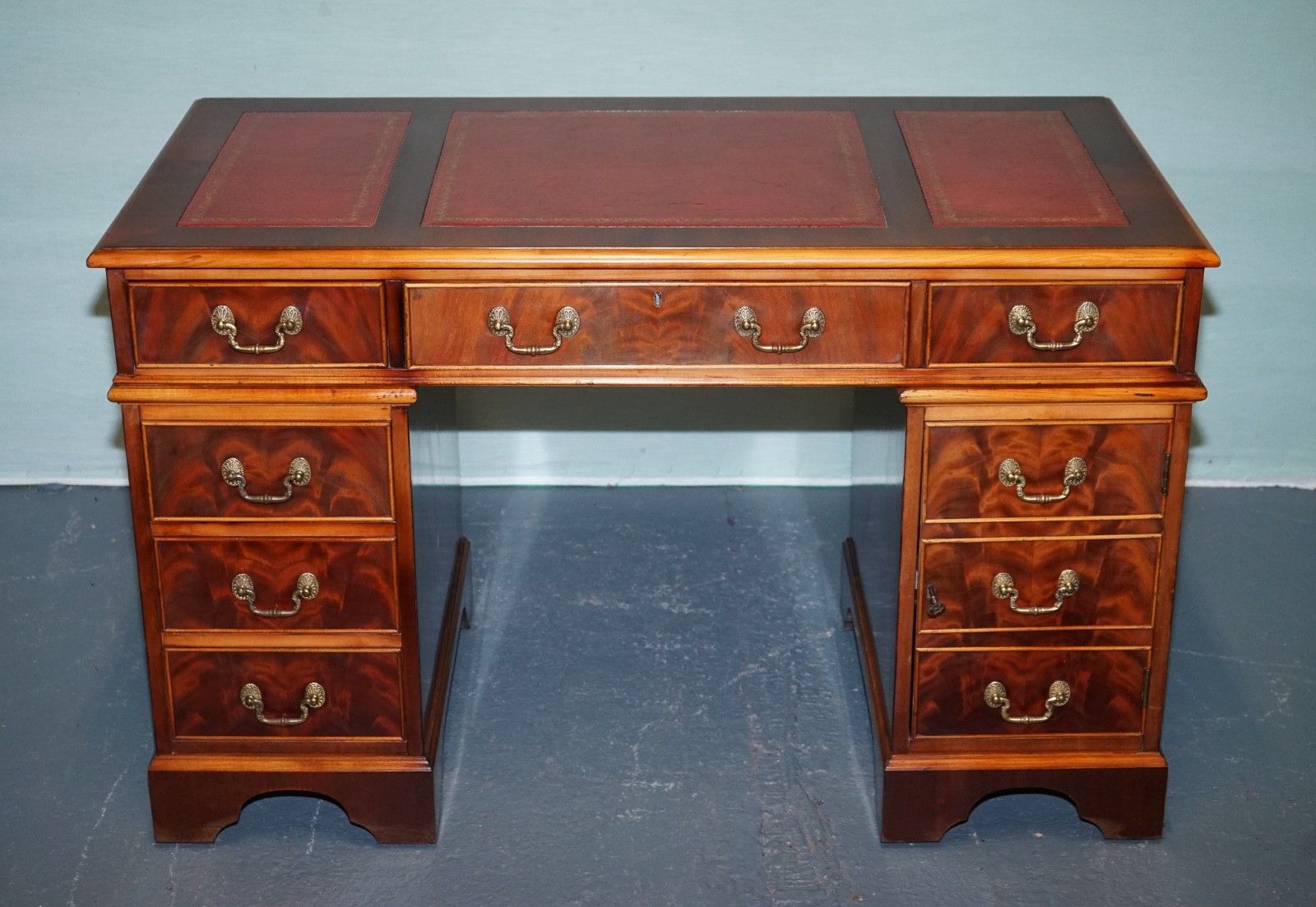 Maple Waring & Gillow Twin Pedestal Desk With Leather Top photo for sale