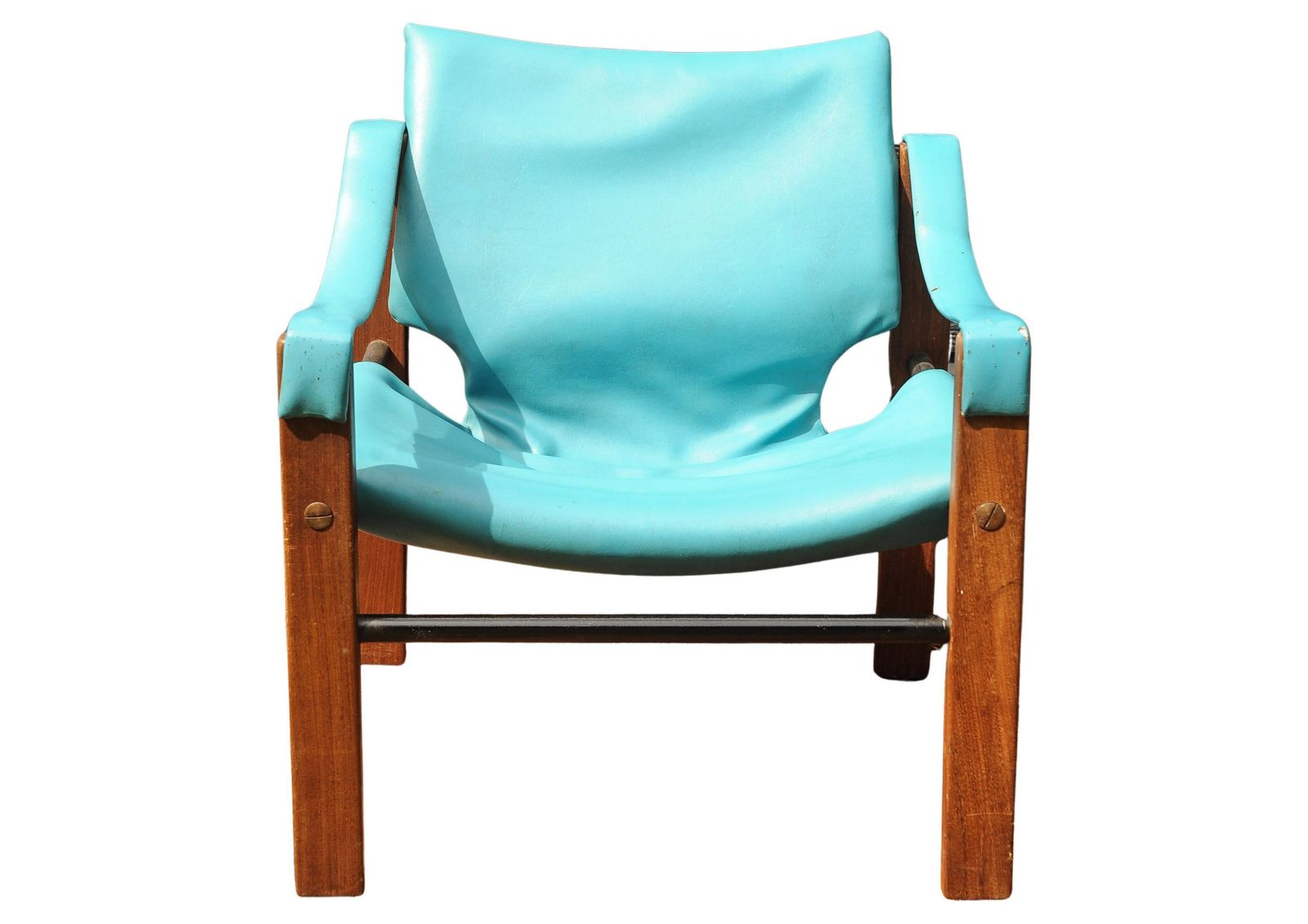 Mid Century Maurice Burke For Arkana Teak & Steel Safari Chair & Matching Footstool In Turquoise Upholstery Made In Falkirk, Scotland 1970's photo 2990.0