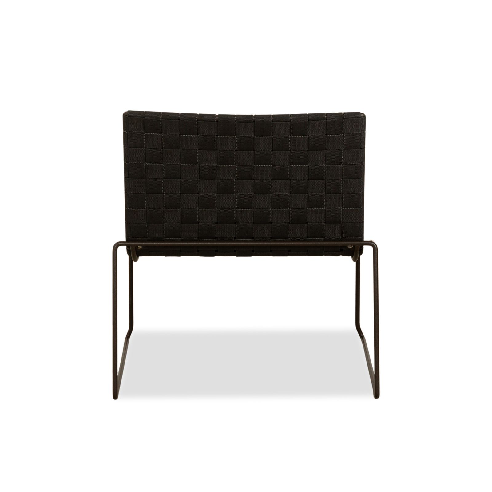 Fauteuil outdoor Andreu World Trenza en métal et tissu tressé, noir, gris anthracite photo vintage