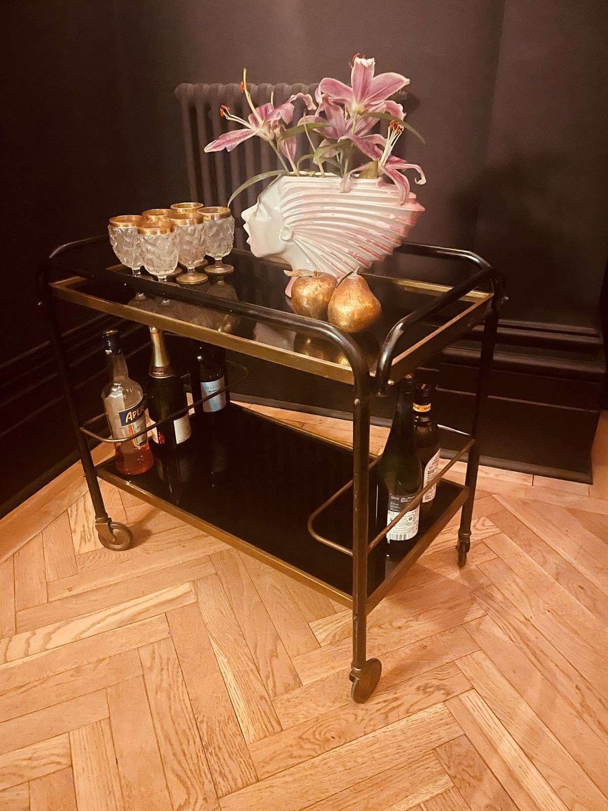 Chic French Bar Cart, 1970s, Vintage