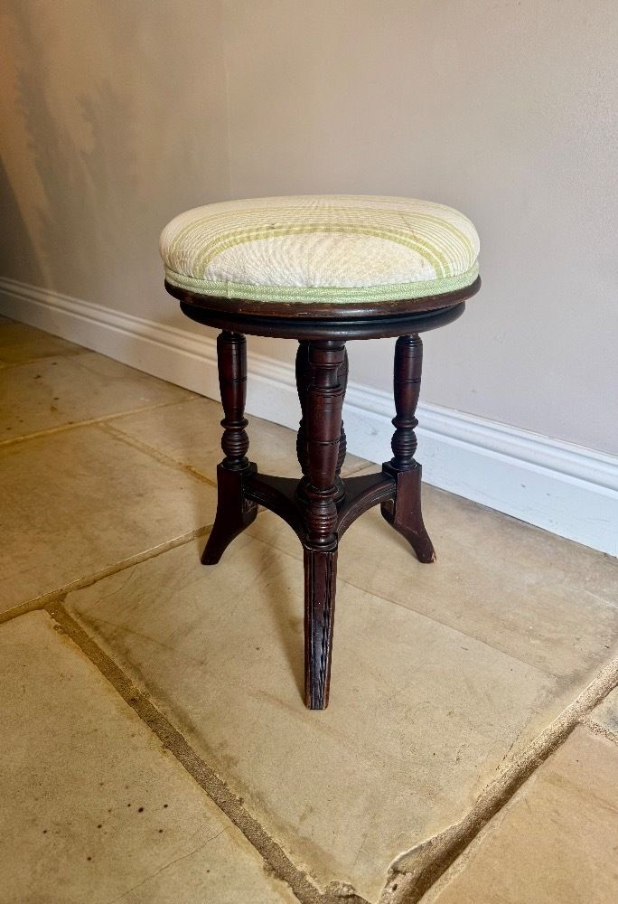 Edwardian Mahogany Revolving Piano Stool photo for sale