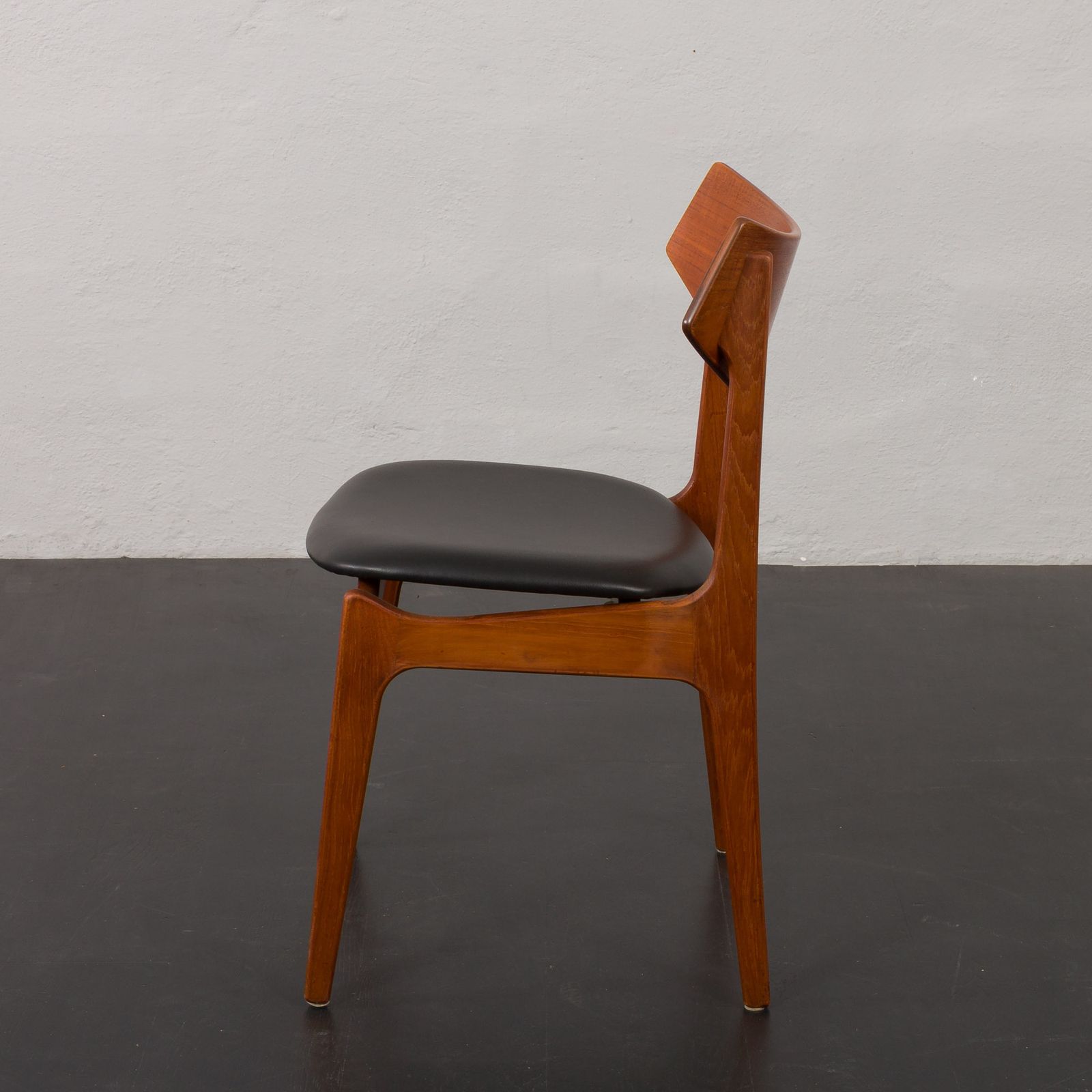 Teak Mid Century Chair By Funder Schmidt & Madsen In Black Aniline Leather, Denmark 1960s photo 498.0