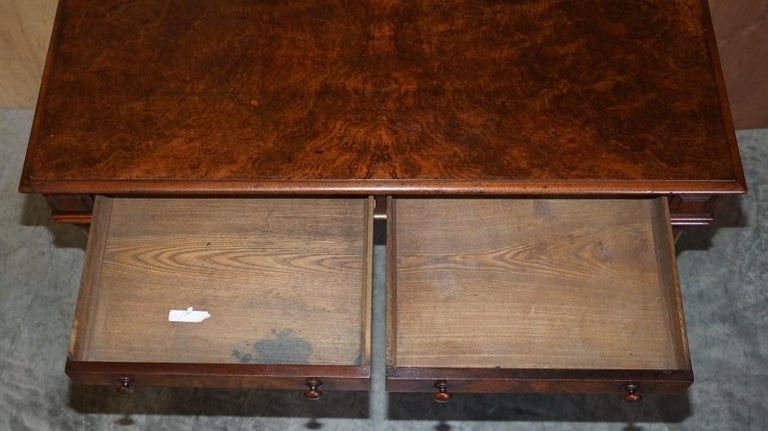 photo vintage Antique 1850 Renaissance Revival Burr Walnut Pugin Gothic Writing Table Desk