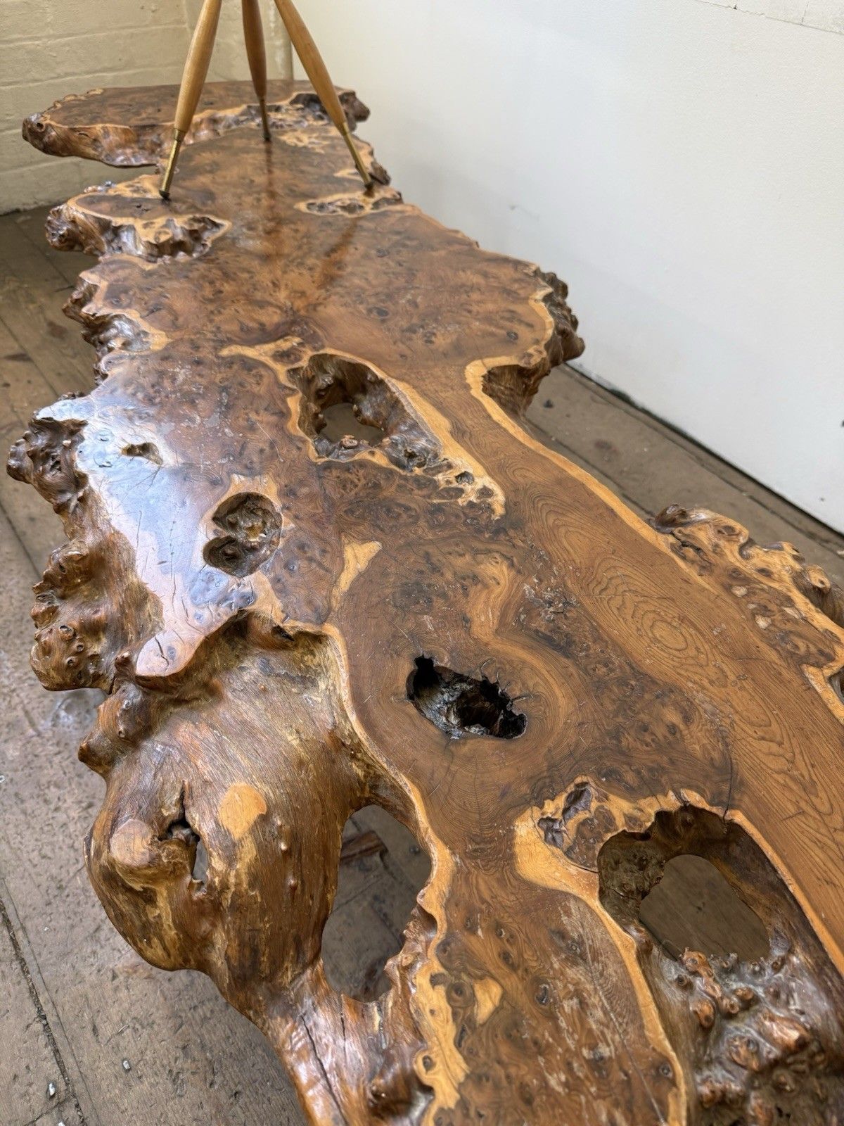 Vintage Coffee Table Manner Of George Nakashima 1950s 60s Live Edge Yew Wood photo for sale