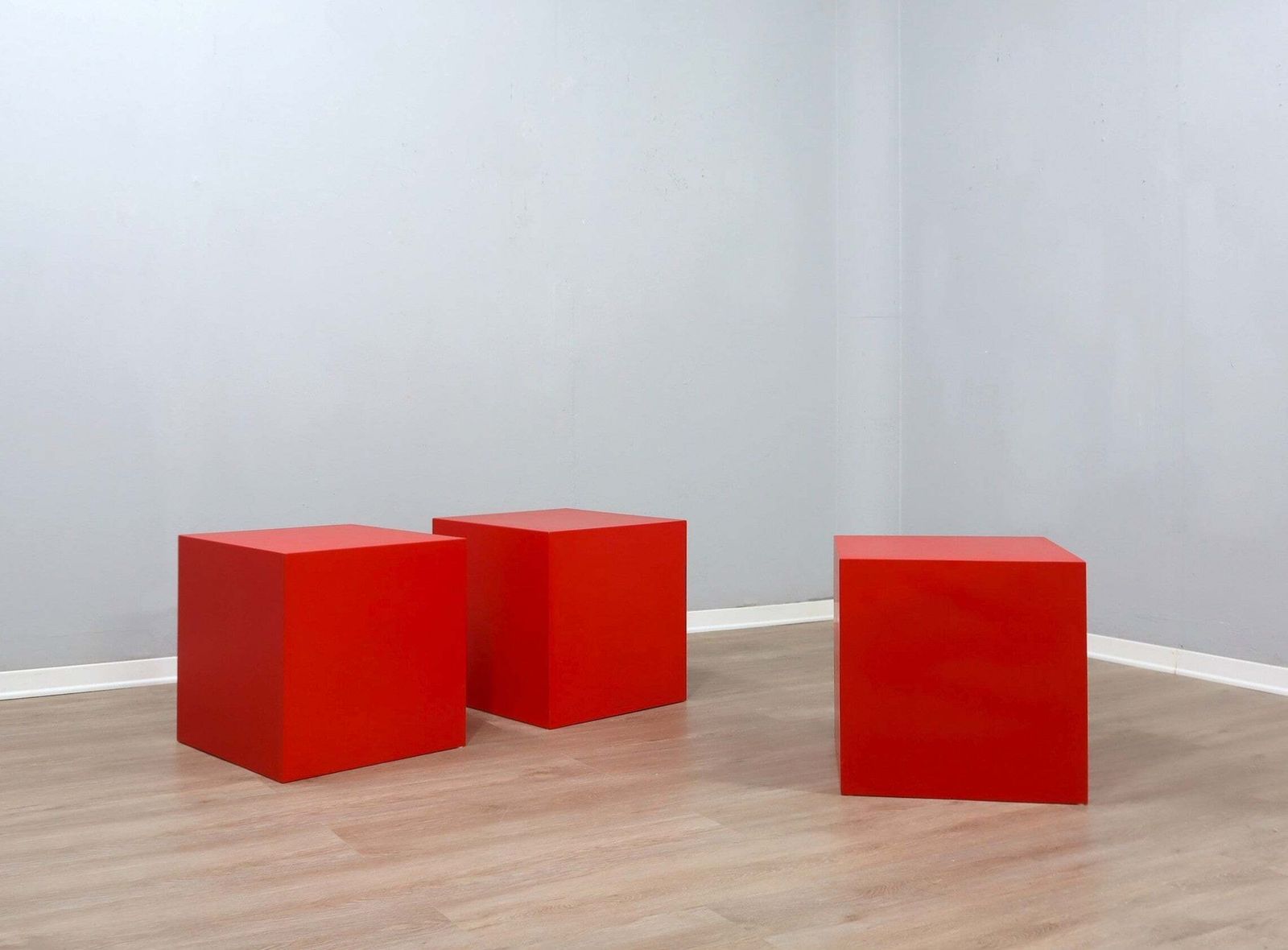 1960s Italian Fiberglass Cube Stools / Side Tables, Set Of 3