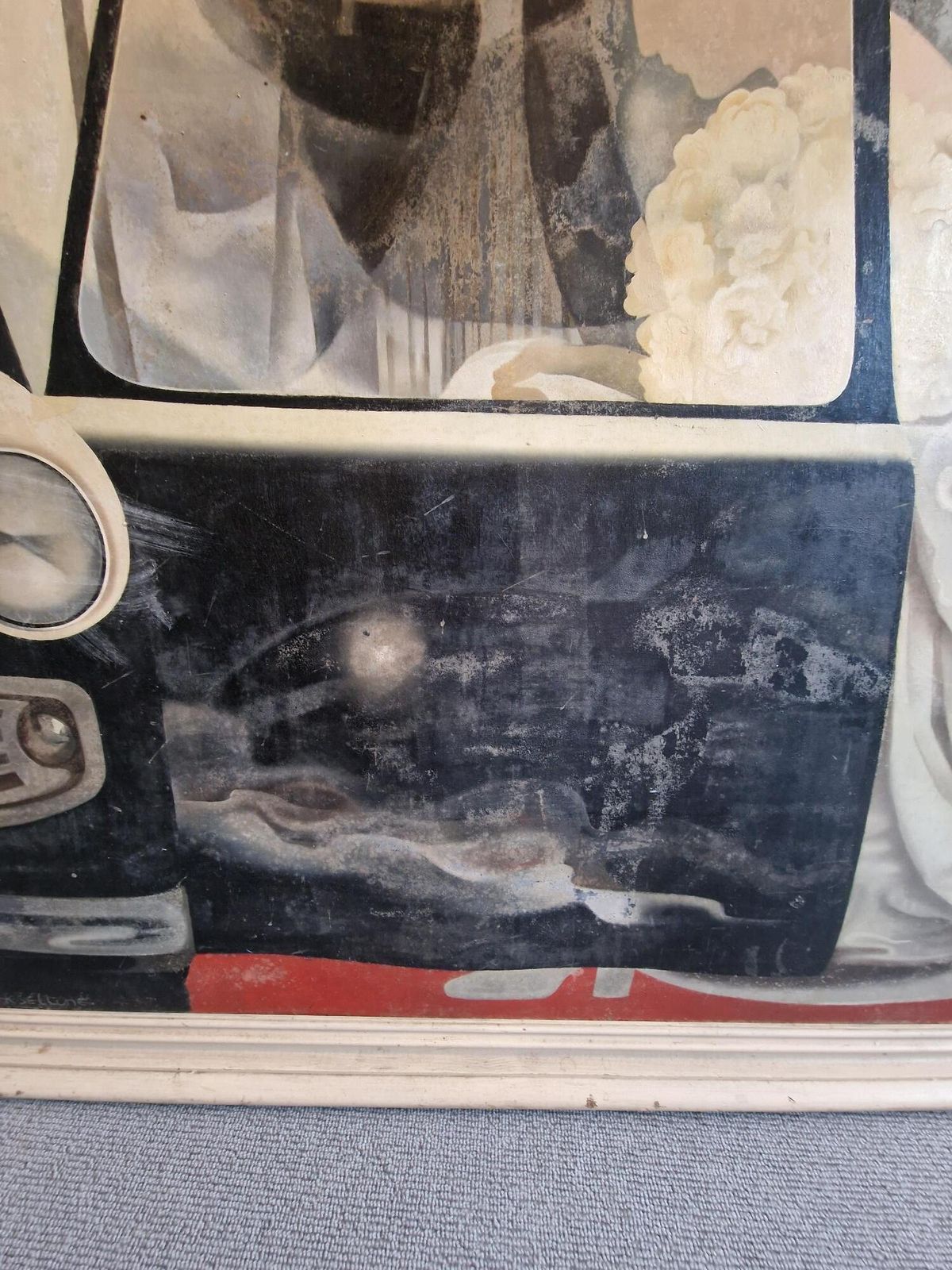 Julia Heseltine, Magnificent Huge Statement Original Oil Painting, Exhibited At The Royal Academy, The Bride And The Mourners 1980. photo vinterior
