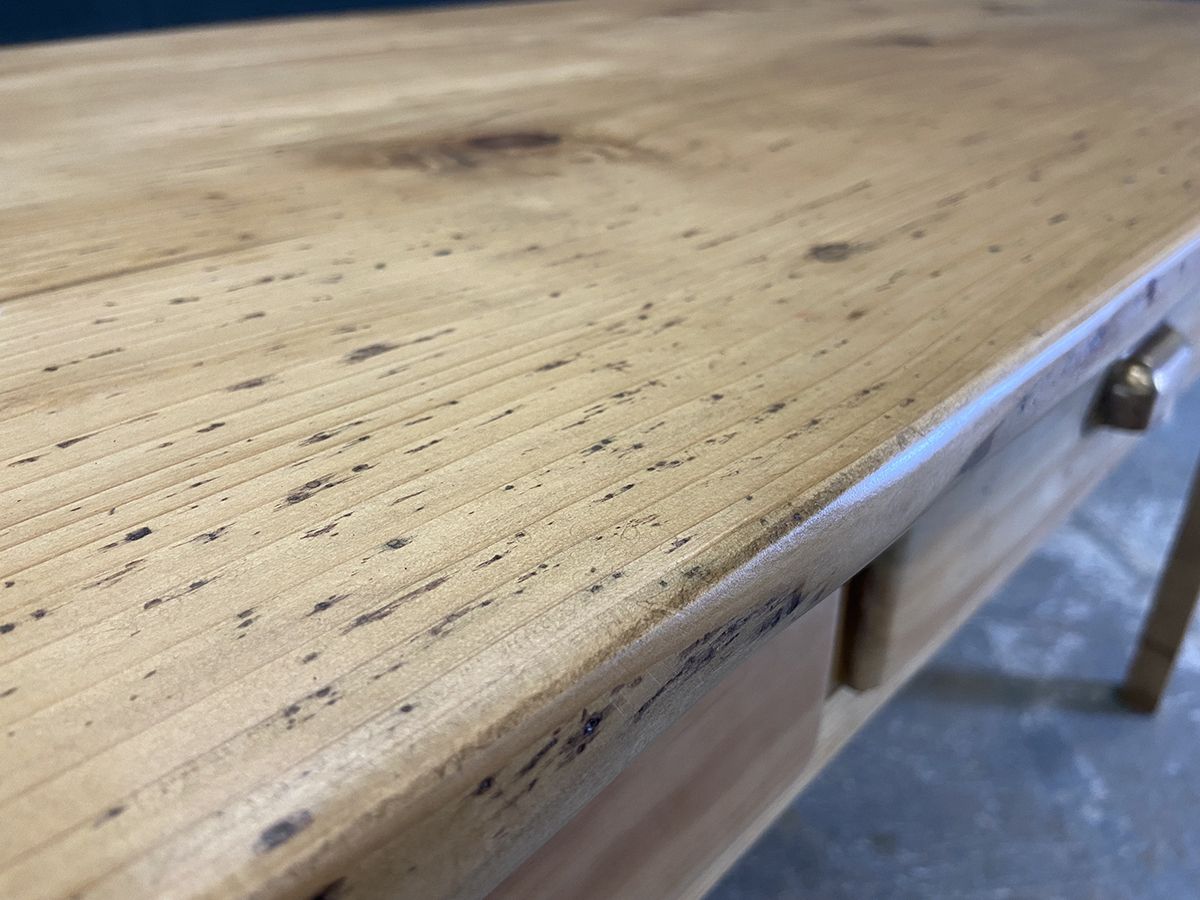 French Antique Farmhouse Pine Kitchen Dining Table photo Furniture