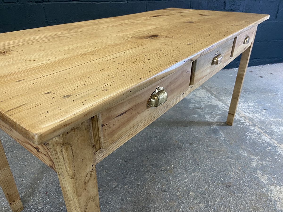 French Antique Farmhouse Pine Kitchen Dining Table photo buy