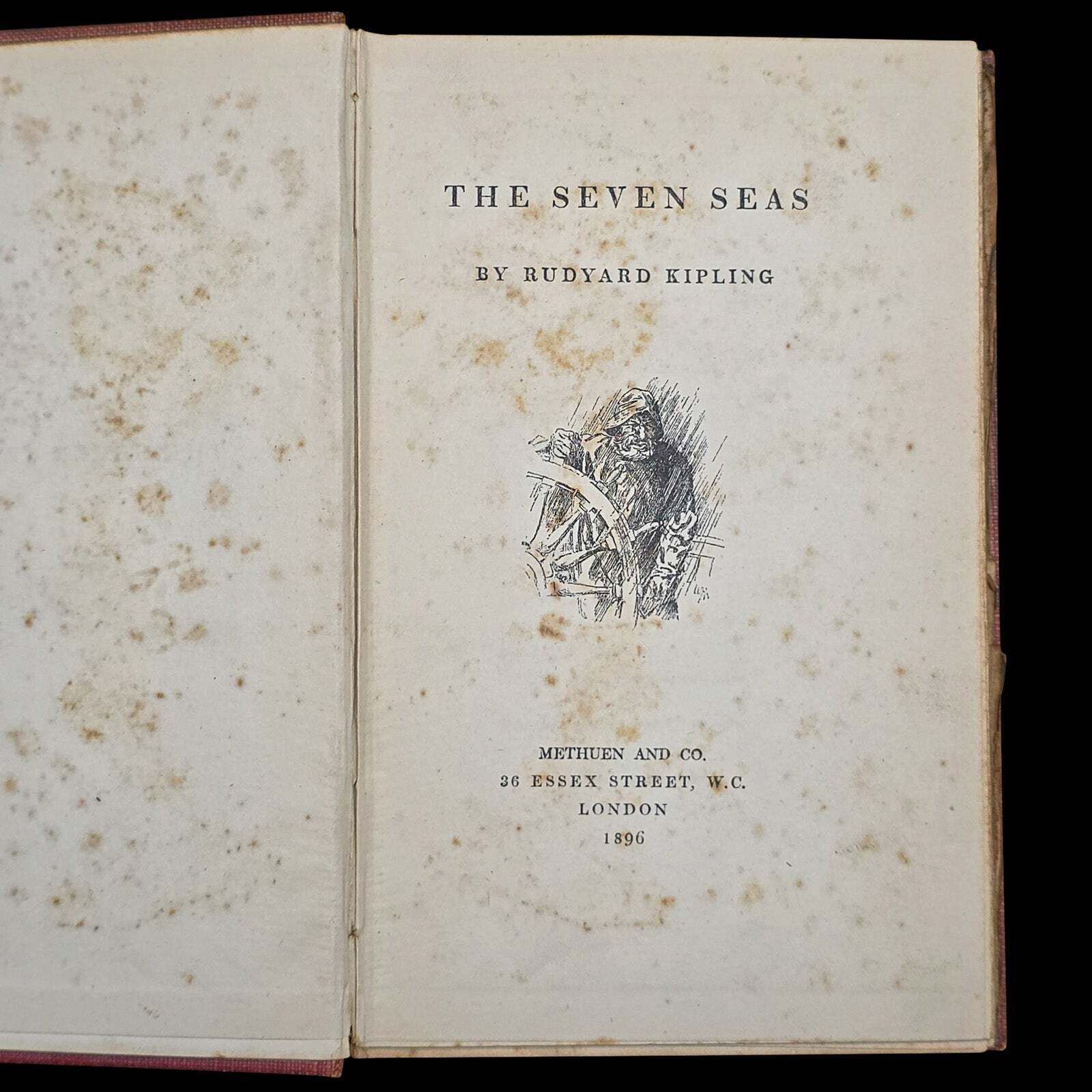 Antique Poetry Book, The Seven Seas, Rudyard Kipling, Poems, Literary Classic photo for sale