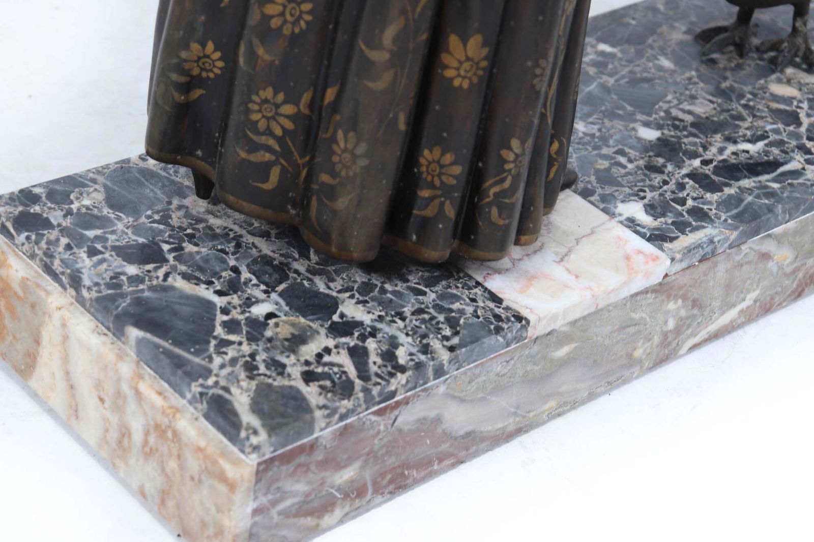 670.0 Art Deco Sculpture With Marble Base– Woman With Pheasant photo