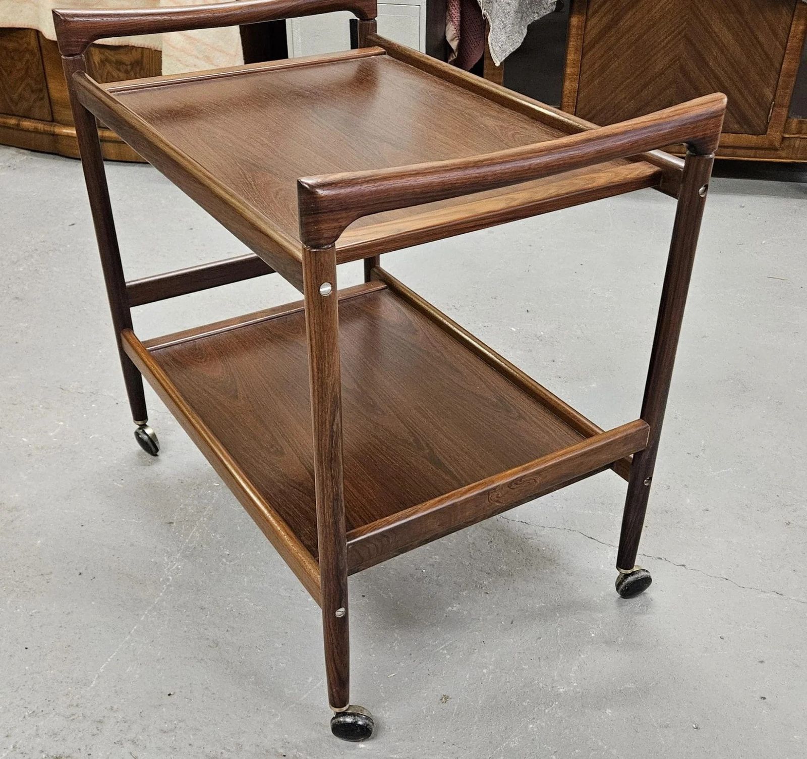 1450.0 Dyrlund Rosewood Cocktail Trolley Bar Cart photo