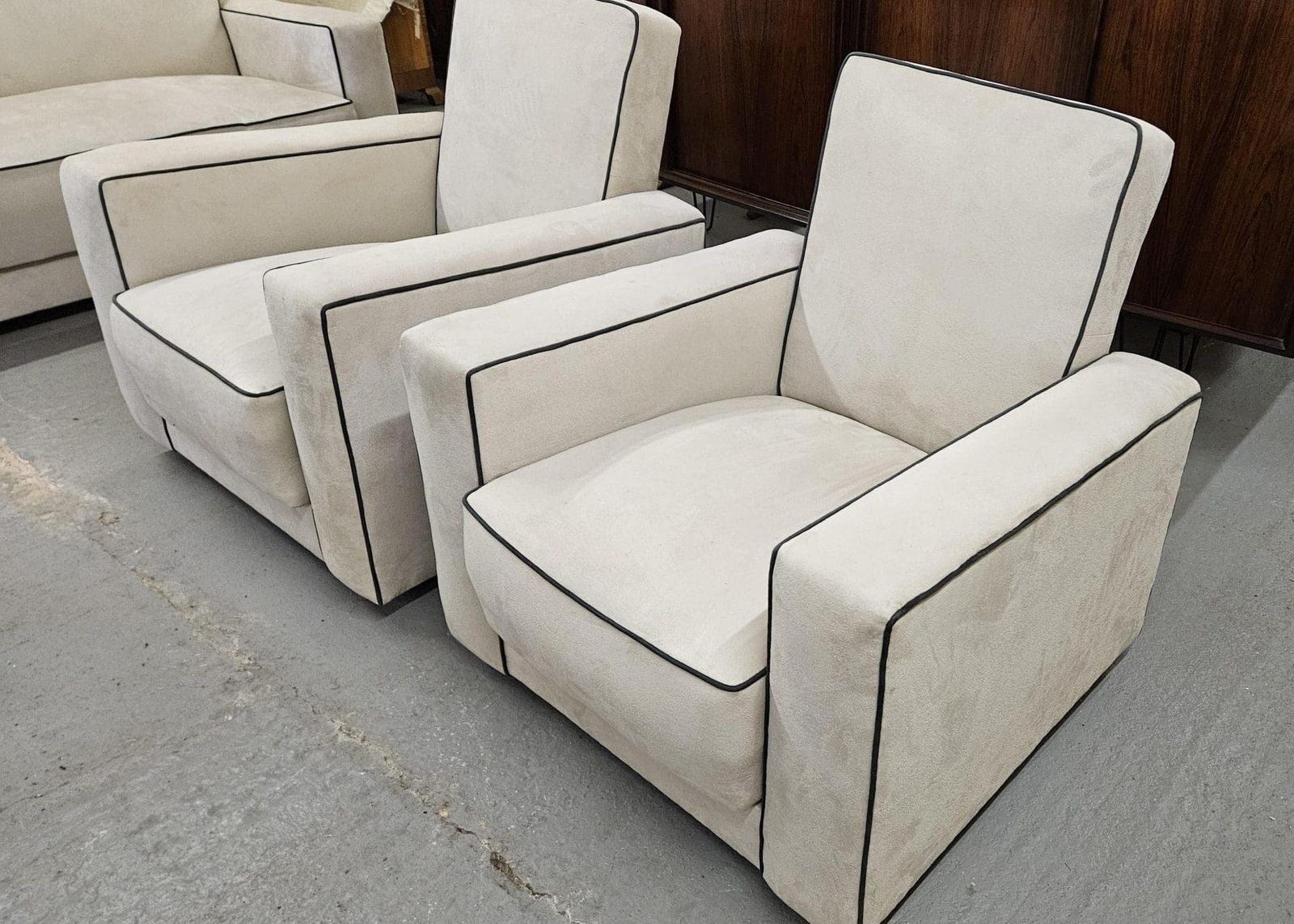 photo for sale Pair Of Art Deco Reclining Armchairs