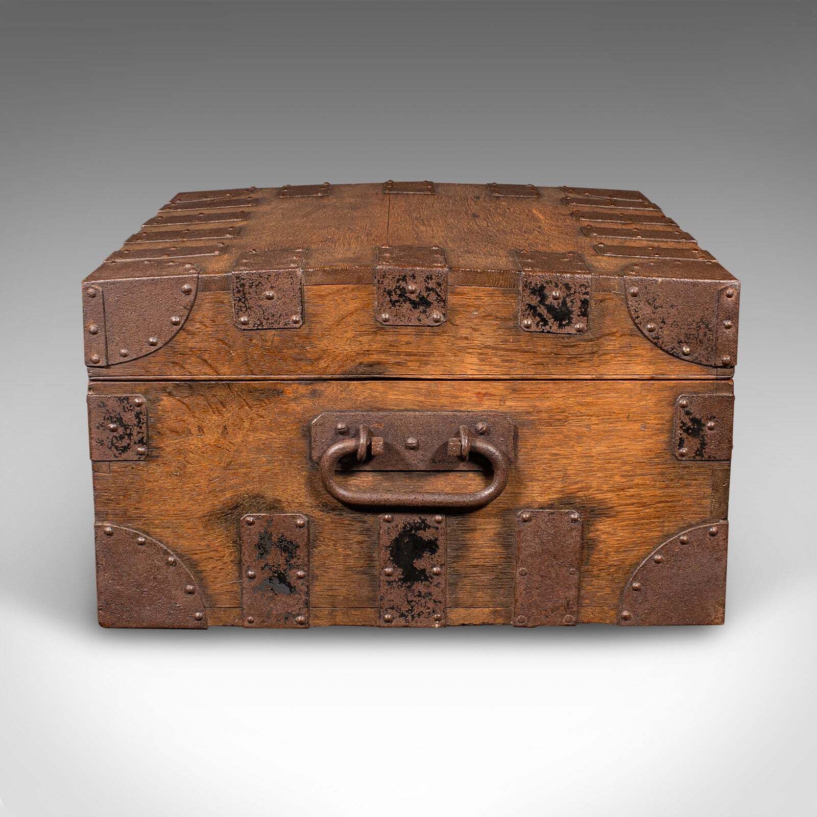 Antique Silver Chest, English Oak, Steel Bound, Steamer Trunk, Victorian, C.1900 photo Furniture