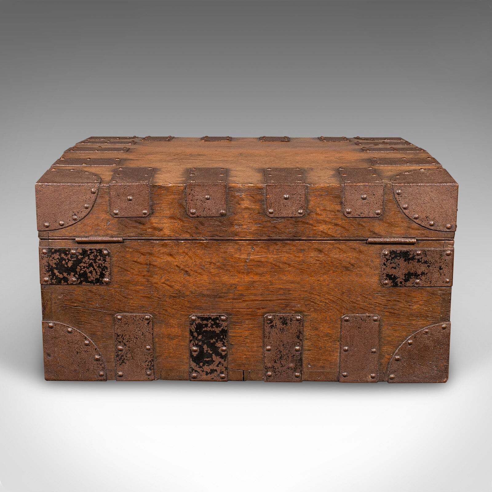 Antique Silver Chest, English Oak, Steel Bound, Steamer Trunk, Victorian, C.1900 photo 1320.0