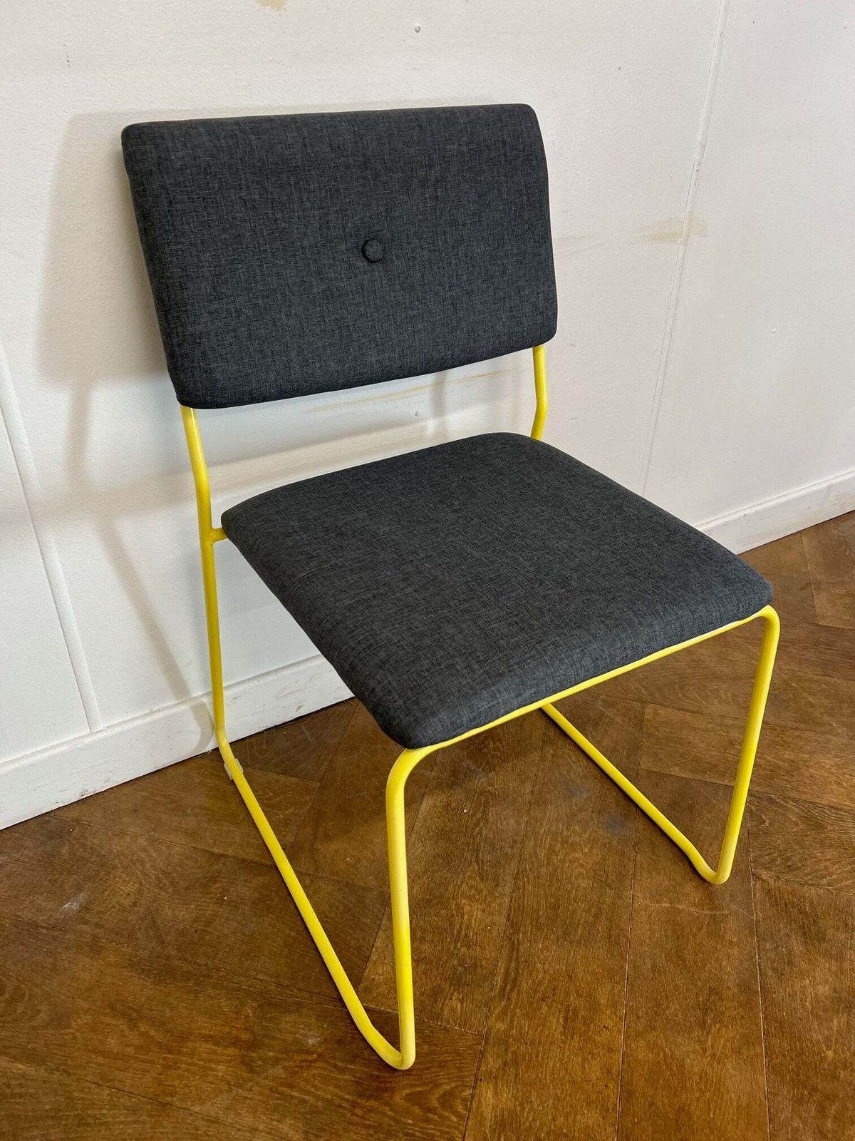 Used Bla Station Tundra Meeting Chair Grey Cloth/Yellow Frame (Set Of 4) photo for sale