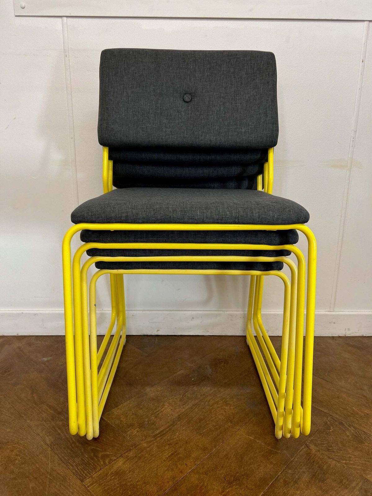 Used Bla Station Tundra Meeting Chair Grey Cloth/Yellow Frame (Set Of 4) photo Furniture