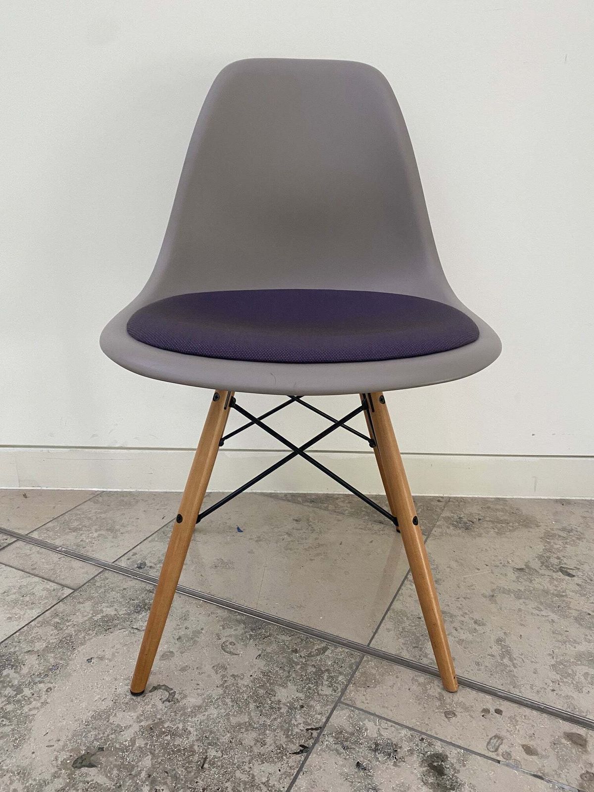 Used Original Vitra Dsw Chair With Lilac Fabric Seat photo furniture