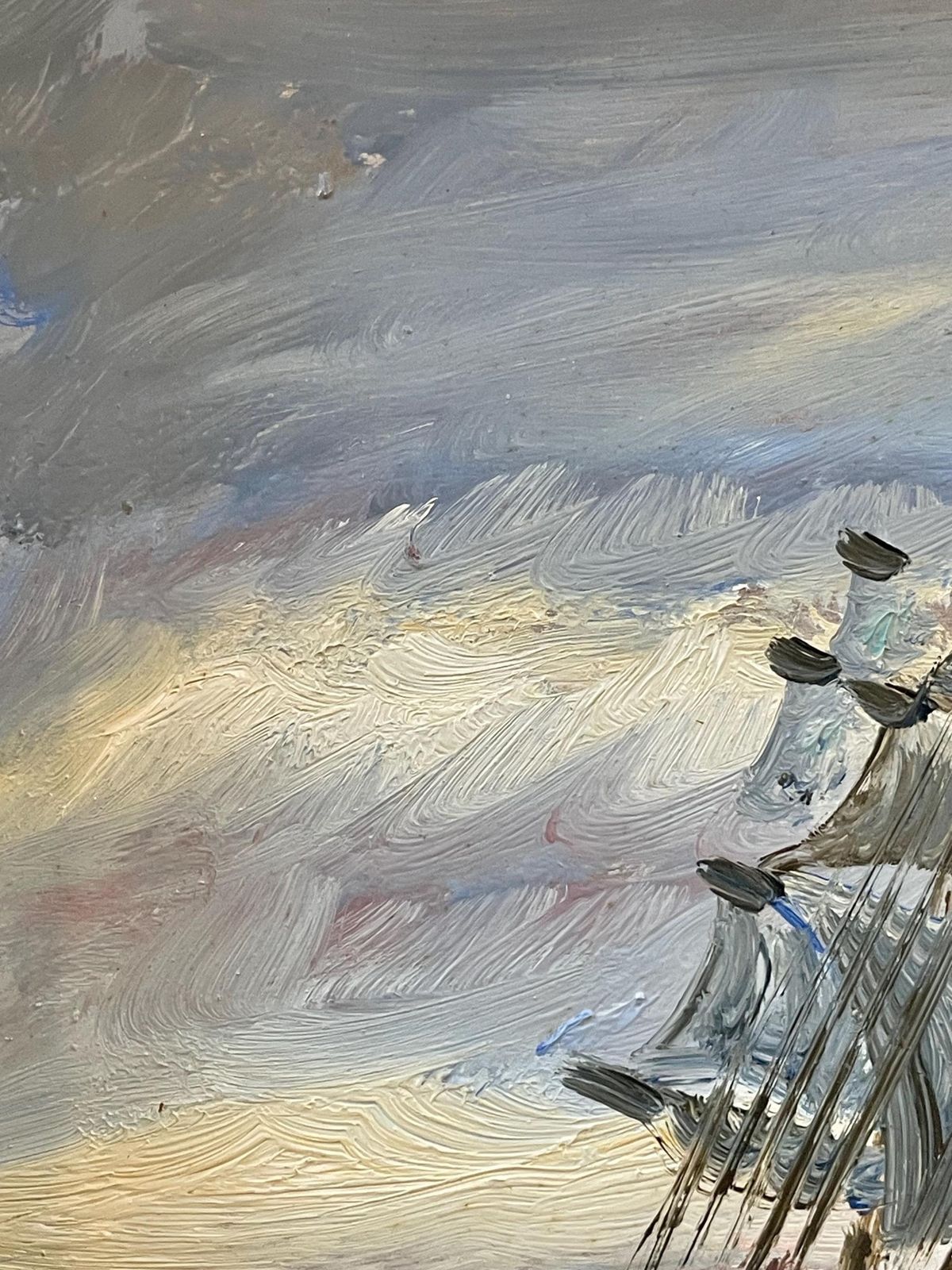 Vintage Maritime Oil Painting Of Ship With Sails At Sea   Original Danish Art From The 1960s photo for sale