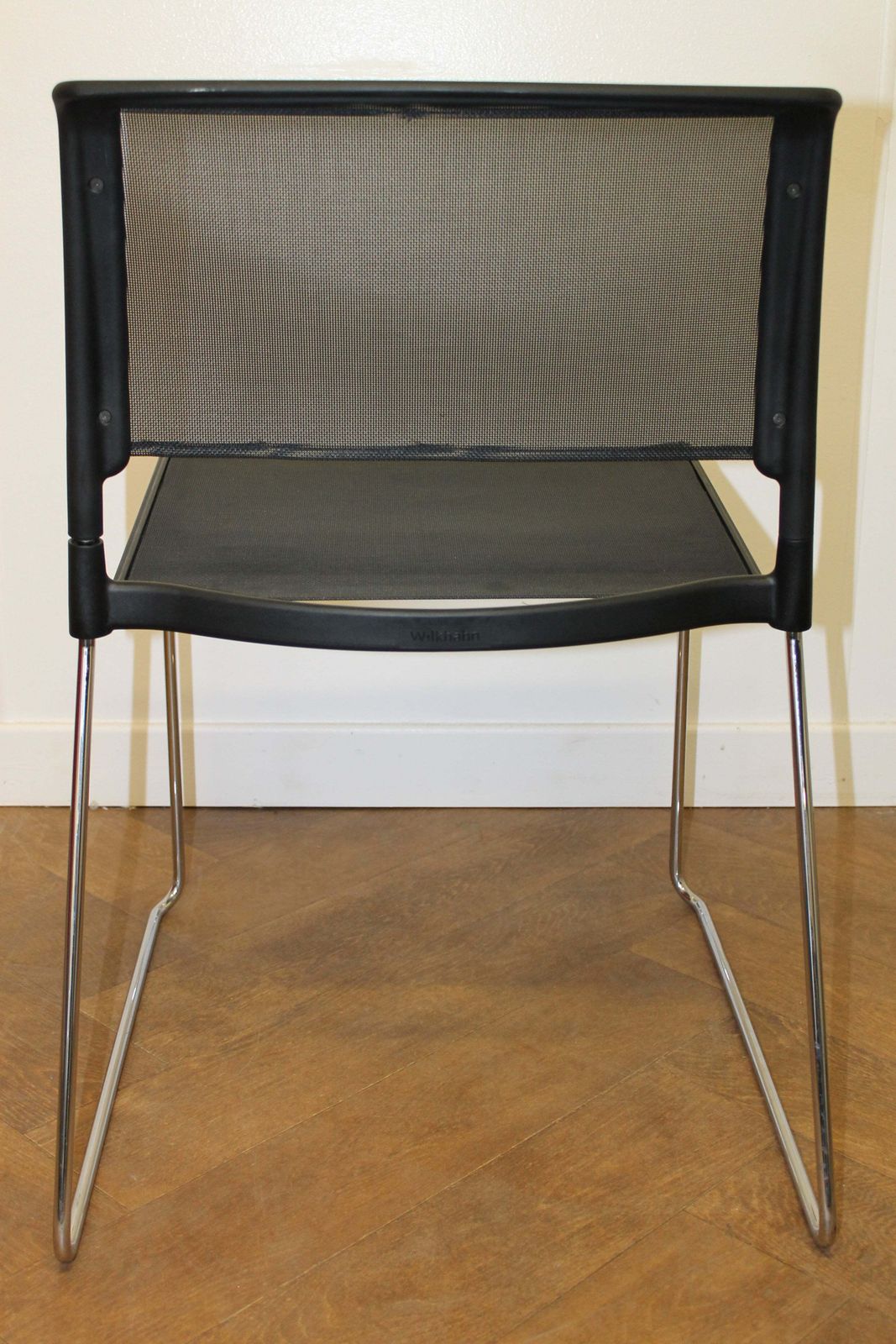 Used Black Mesh Wilkhahn Stacking Chairs Sold As A Set Of 4 photo for sale