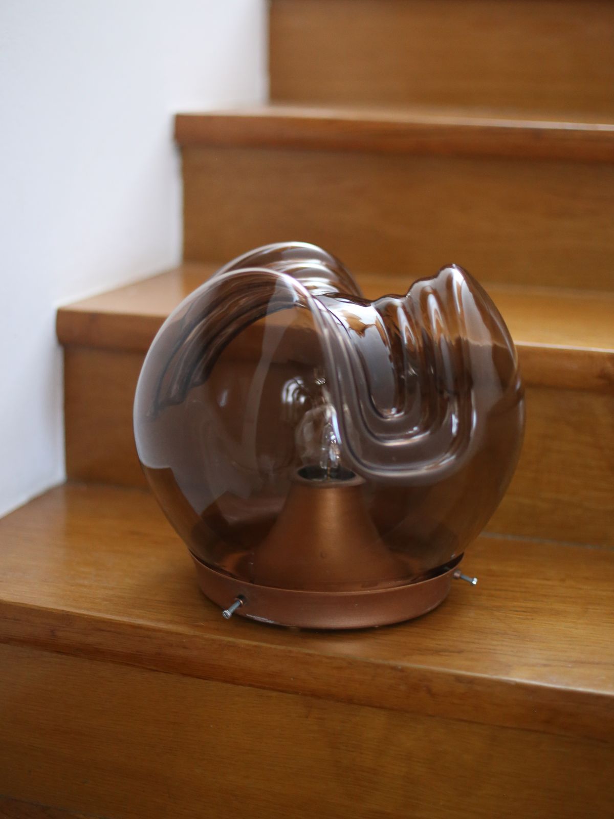 Pair Of Xl Vintage Sijaj Hrastnik Yugoslavia Flush Mount Ceiling Lights: 1970s Mid Century Smoked Glass Lamps, Ceiling Brutalist Lamps photo Lighting