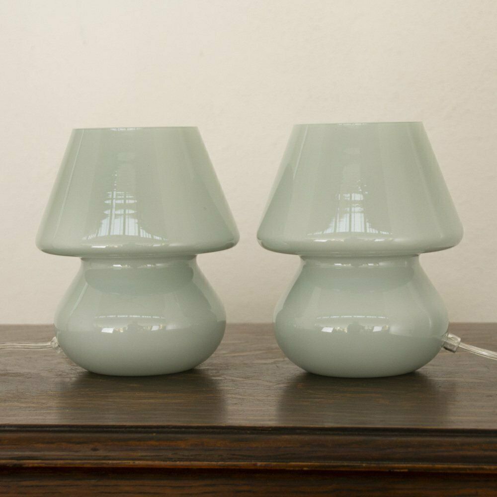 Italian Murano Glass Mushroom Lamps, 1990s, Set Of 2 photo furniture