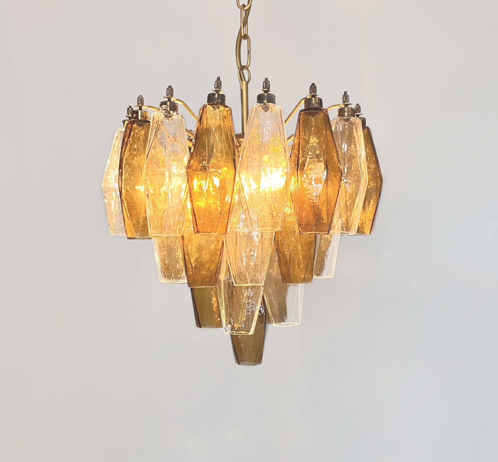 Elegant Murano Poliedri Chandelier   Carlo Scarpa Design   Clear And Smoked Glasses photo Lighting