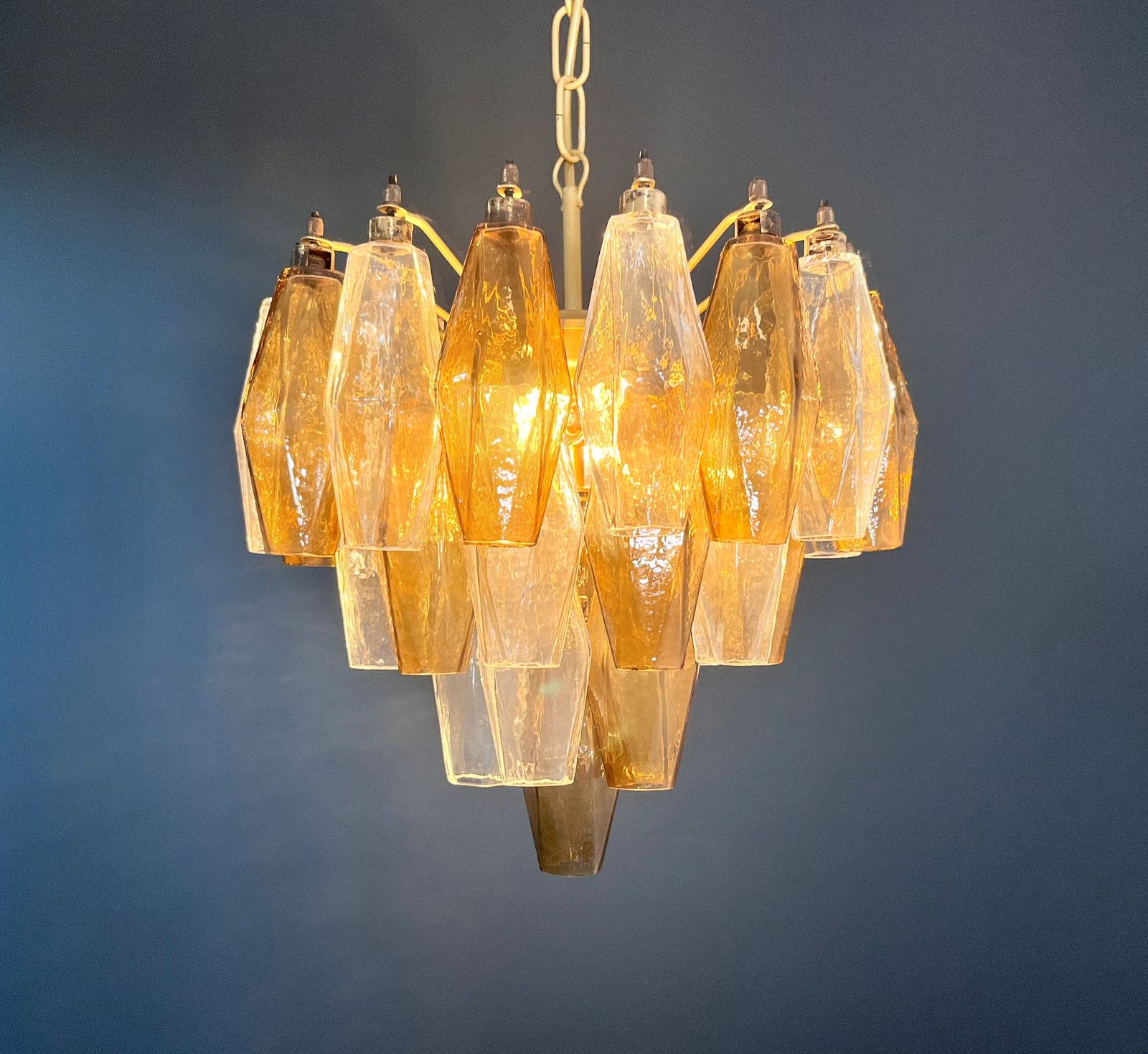 Elegant Murano Poliedri Chandelier   Carlo Scarpa Design   Clear And Smoked Glasses photo buy