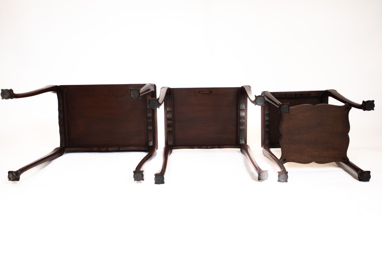 Fine Nest Of 3 Mahogany & Carved Nest Of Tables photo vinterior