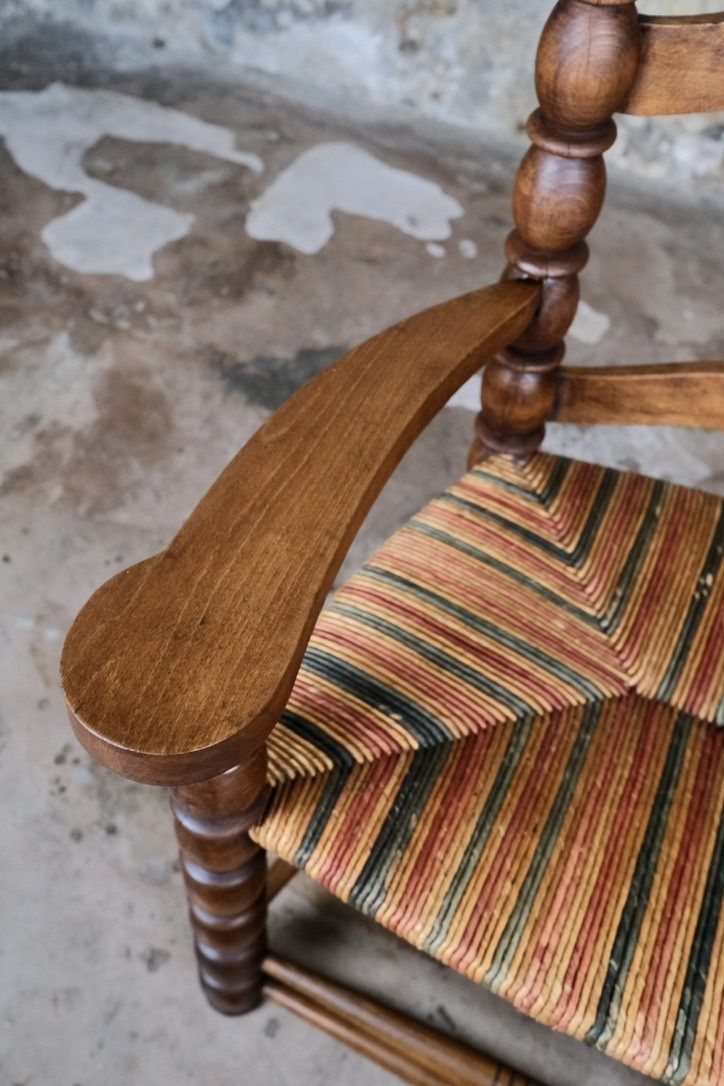 Pair Of Bobbin Armchairs In Turned Oak Wood, France, 1940s photo buy