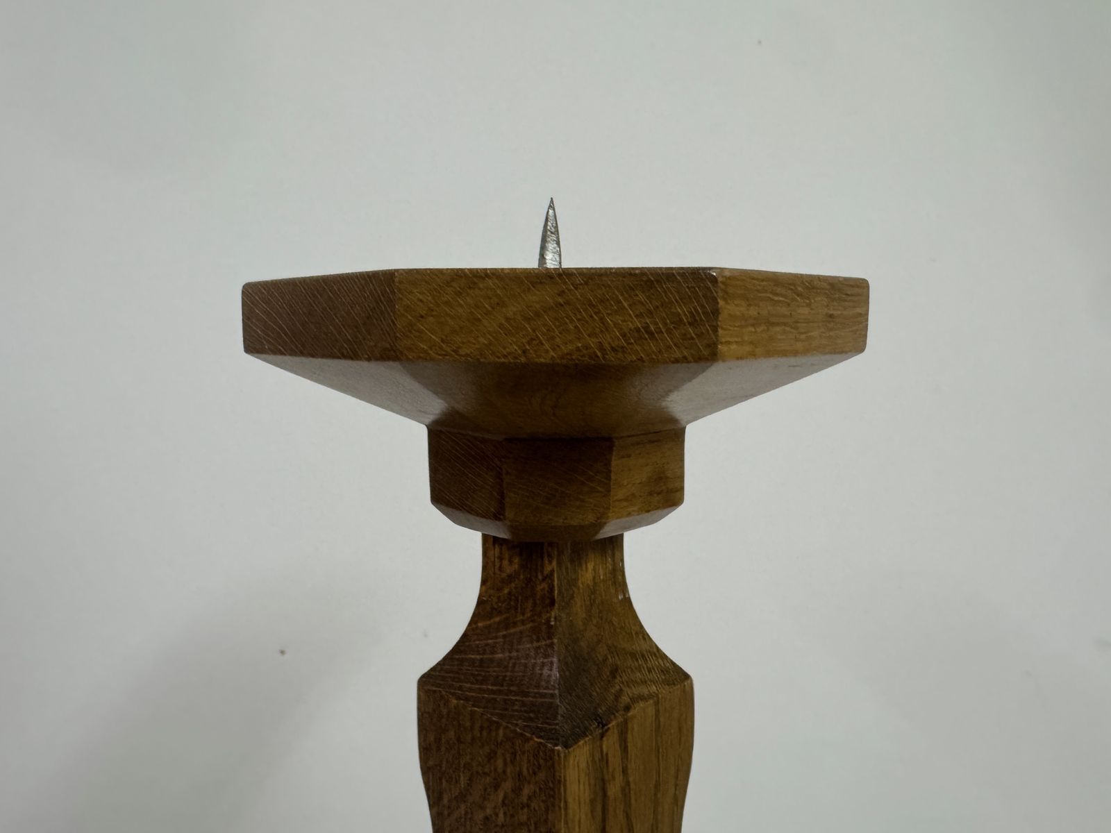 Carved Oak Floor Standing Pricket Candle Holder, Early 20th Century photo buy
