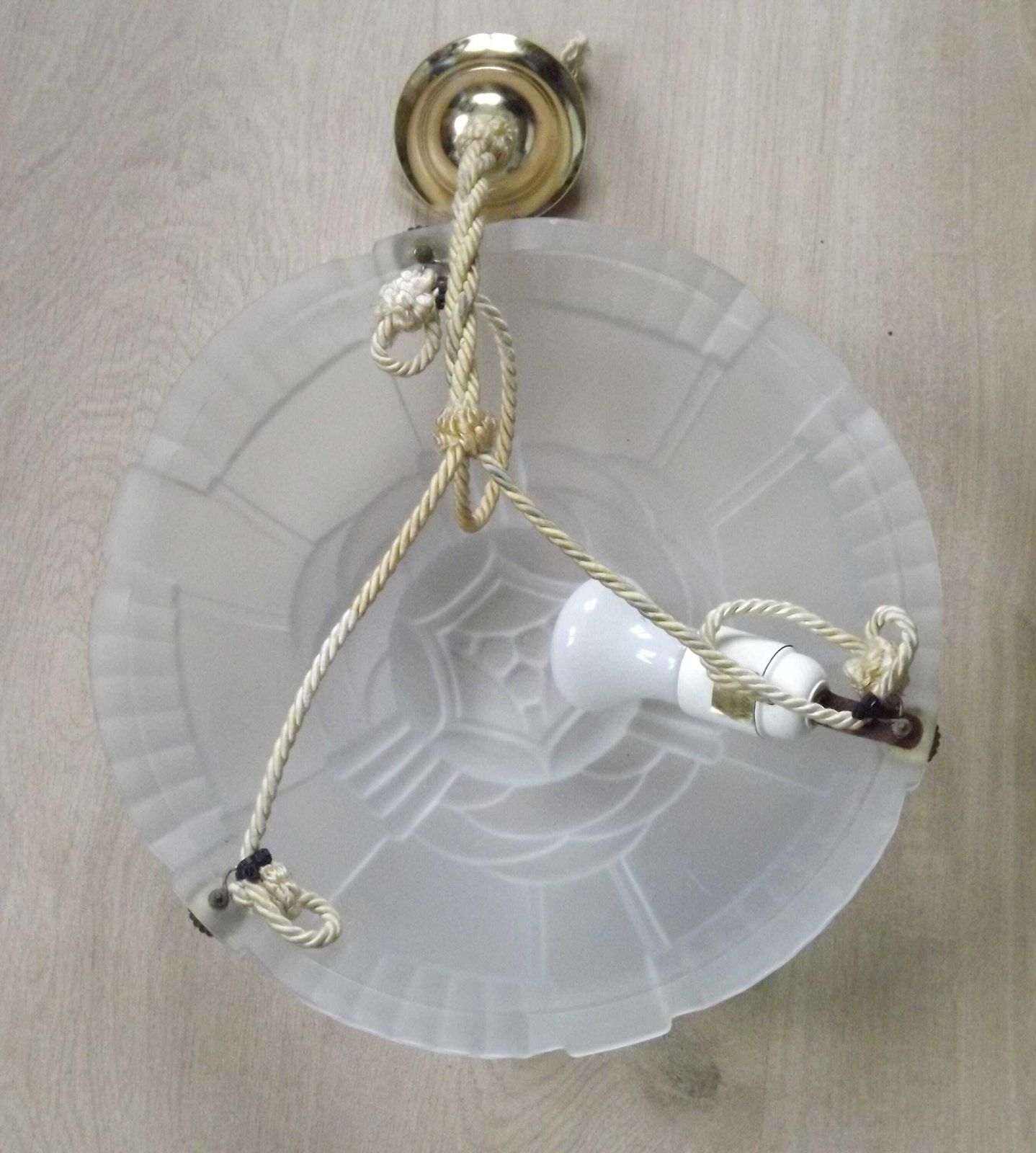 Art Deco Artistar France Vintage White Platformer Ceiling Light With Abstract Design. French Vintage Lighting. Art Deco Lighting. photo vintage