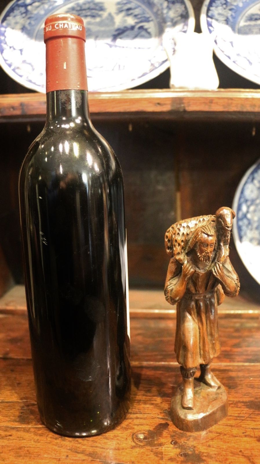 Charming 19th Century Wood Carving Of Shepherd photo vintage