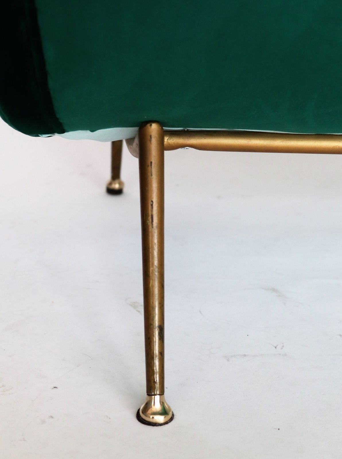 photo furniture Italian Designer Sofa Or Loveseat In Green Velvet And Brass, 1950s
