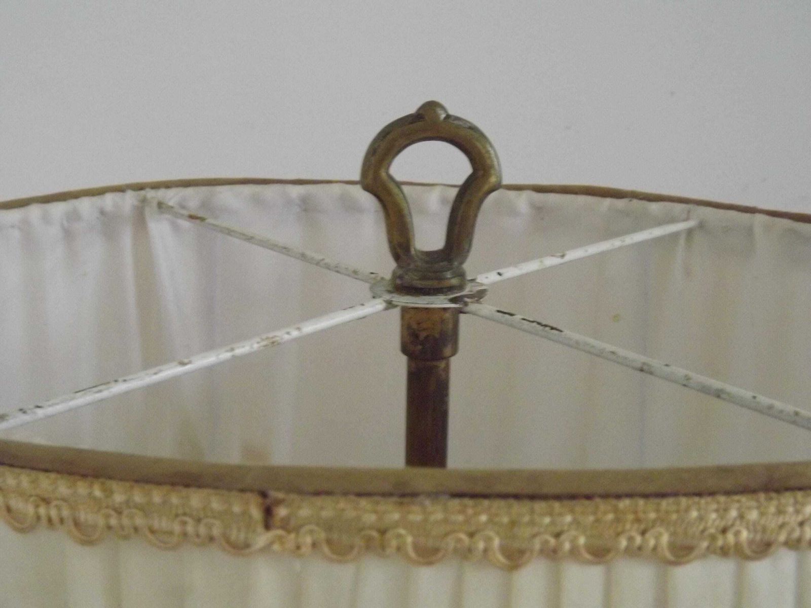 French Antique Boulotte Style 2 Light Table Lamp With Pleated Cream Shade   French Antique Lighting. Table Lamp. Desk Lamp. Reading Lamp. photo Lighting