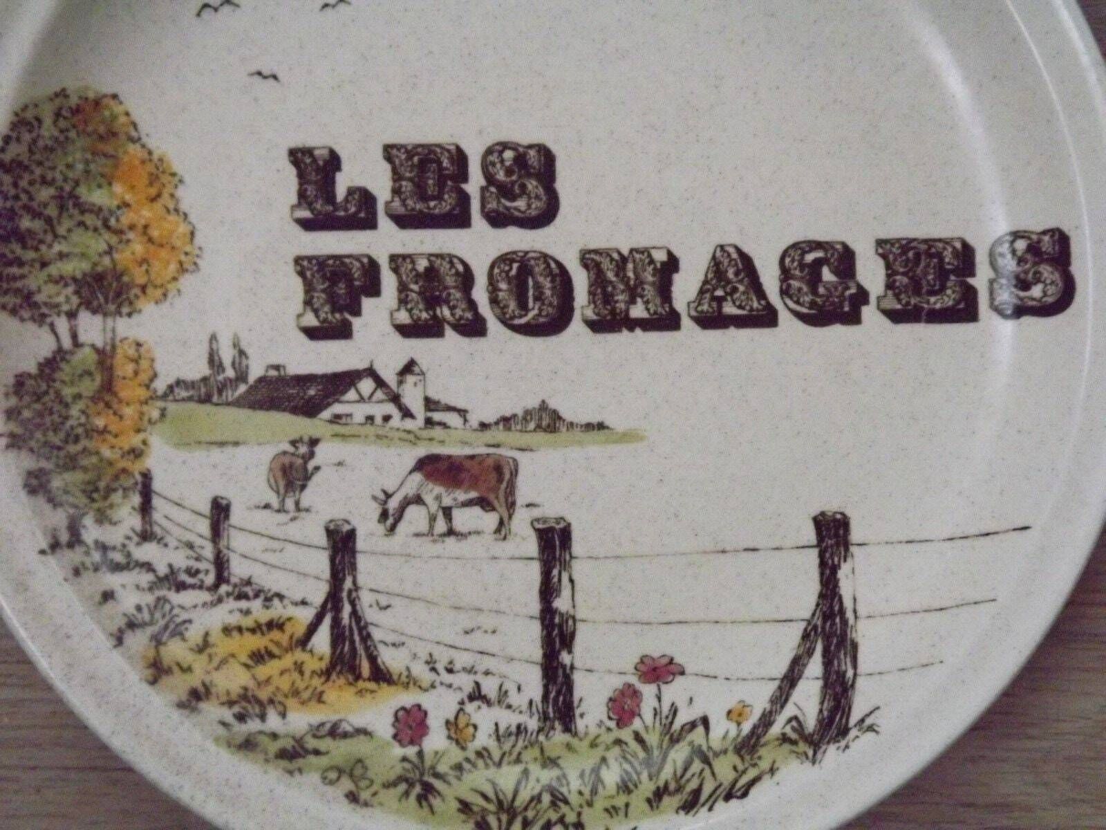 Set Of 6 Matching French Vintage Decorative Gien Les Fromage Cheese Plates   Vintage French. Tableware. Cheese Plates. Serving Plates. photo vintage