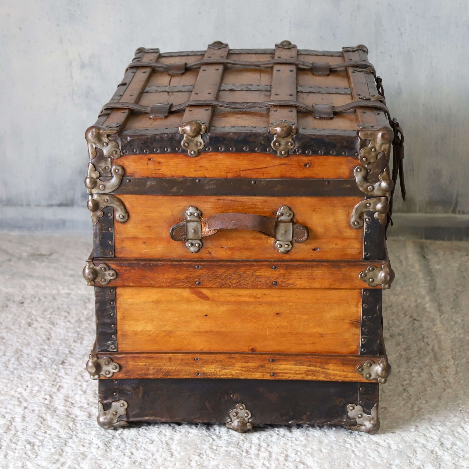 Furniture 19th Century Victorian Period Pine Travelling Trunk Circa 1870 photo