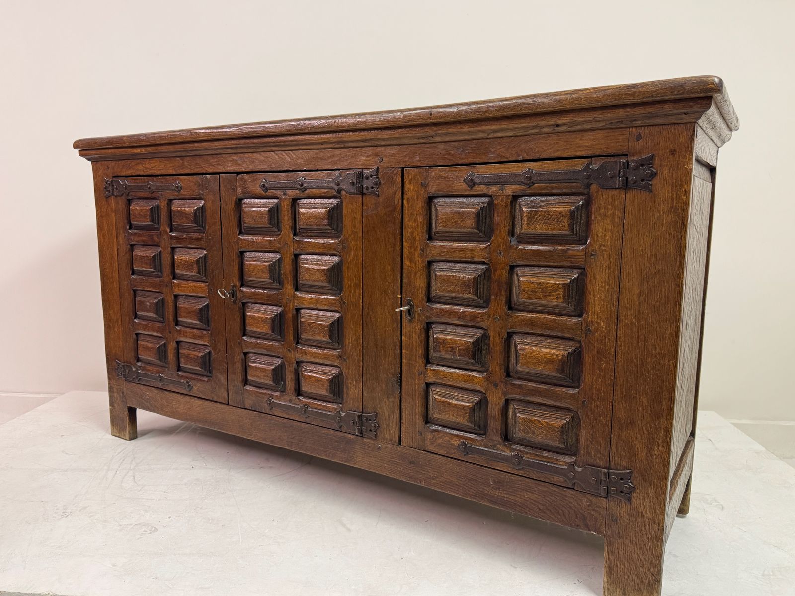 Mid Century Oak Sideboard In The Spanish Style, Probably Belgian, 1950s–1960s photo Furniture