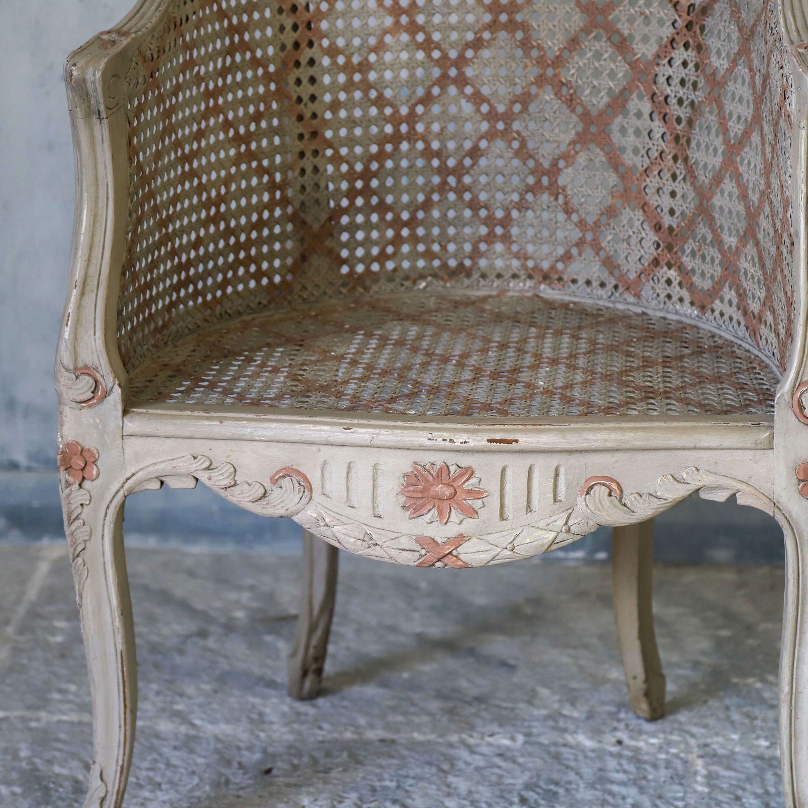 Pair Of 20th Century French Louis XV Style Painted Cane Armchairs Circa 1910 photo vinterior