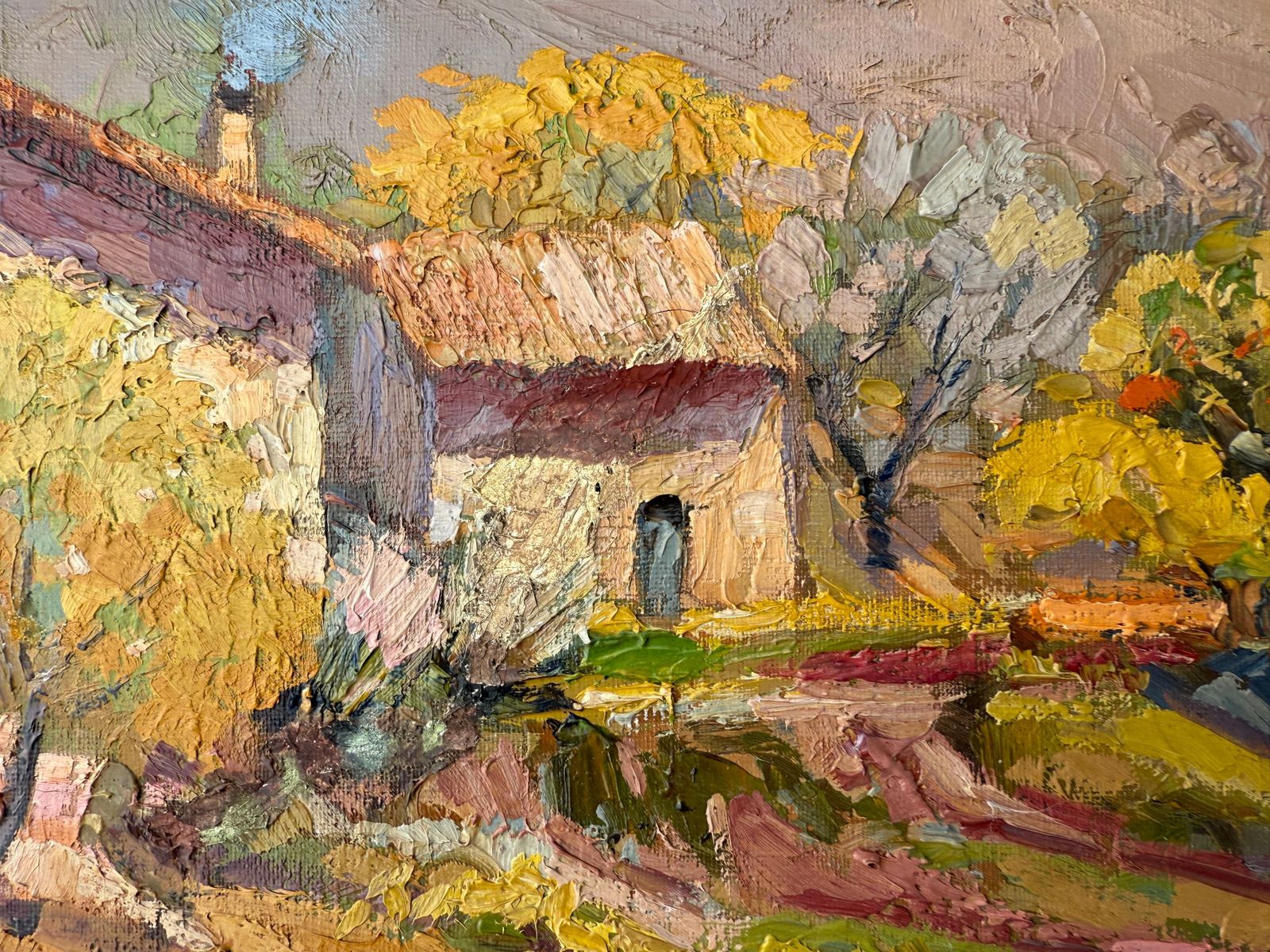 Vicente Rincon Garrido – Landschap Met Boerderij En Figuur – Olieverf Op Doek – Spanje, Ca. 1930 photo for sale