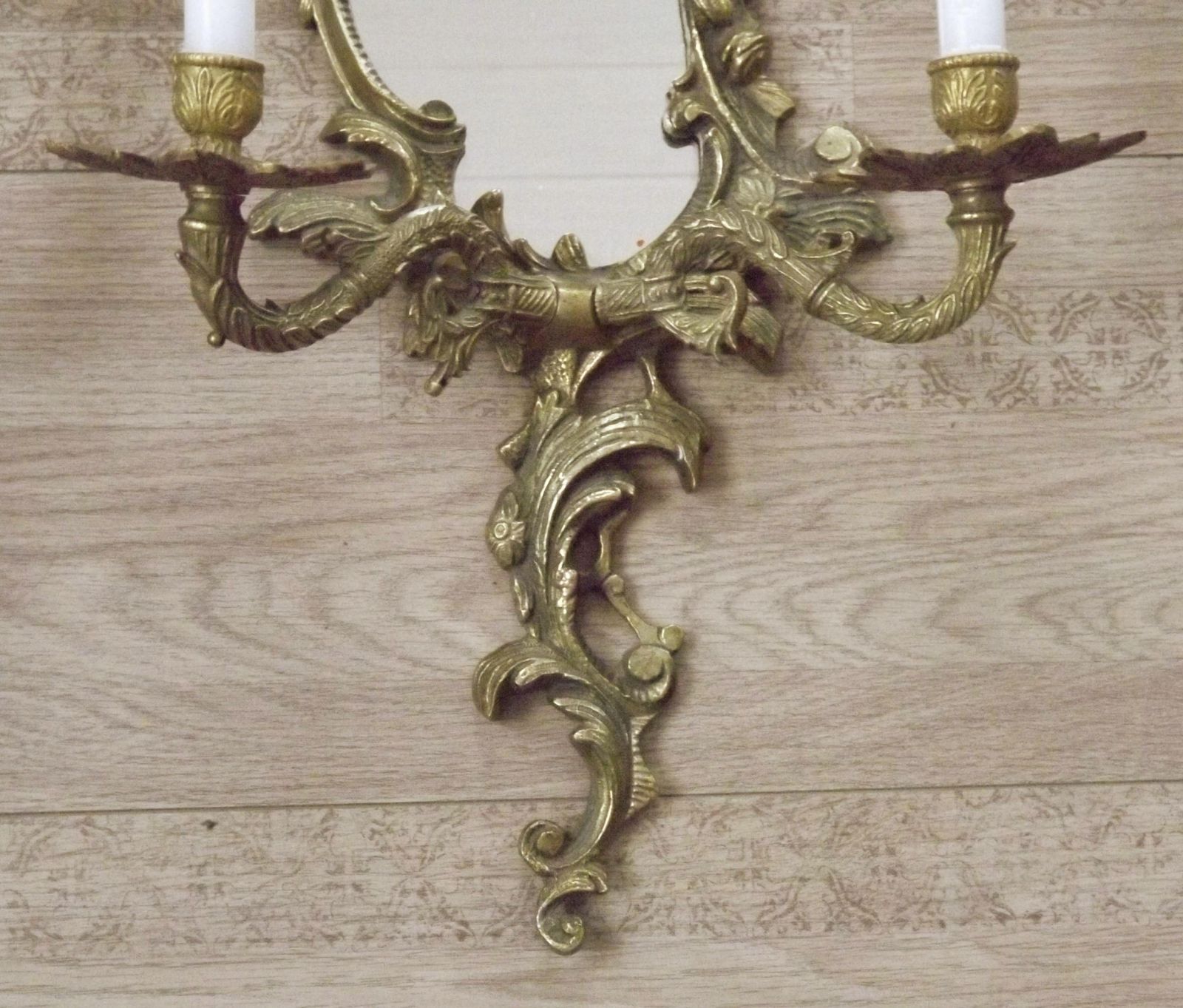 Beautiful Pair Large French Antique Bronze Mirror Double Candle Wall Sconces   French Antique Lighting. Mirror Wall Sconces.Baroque Sconces. photo furniture