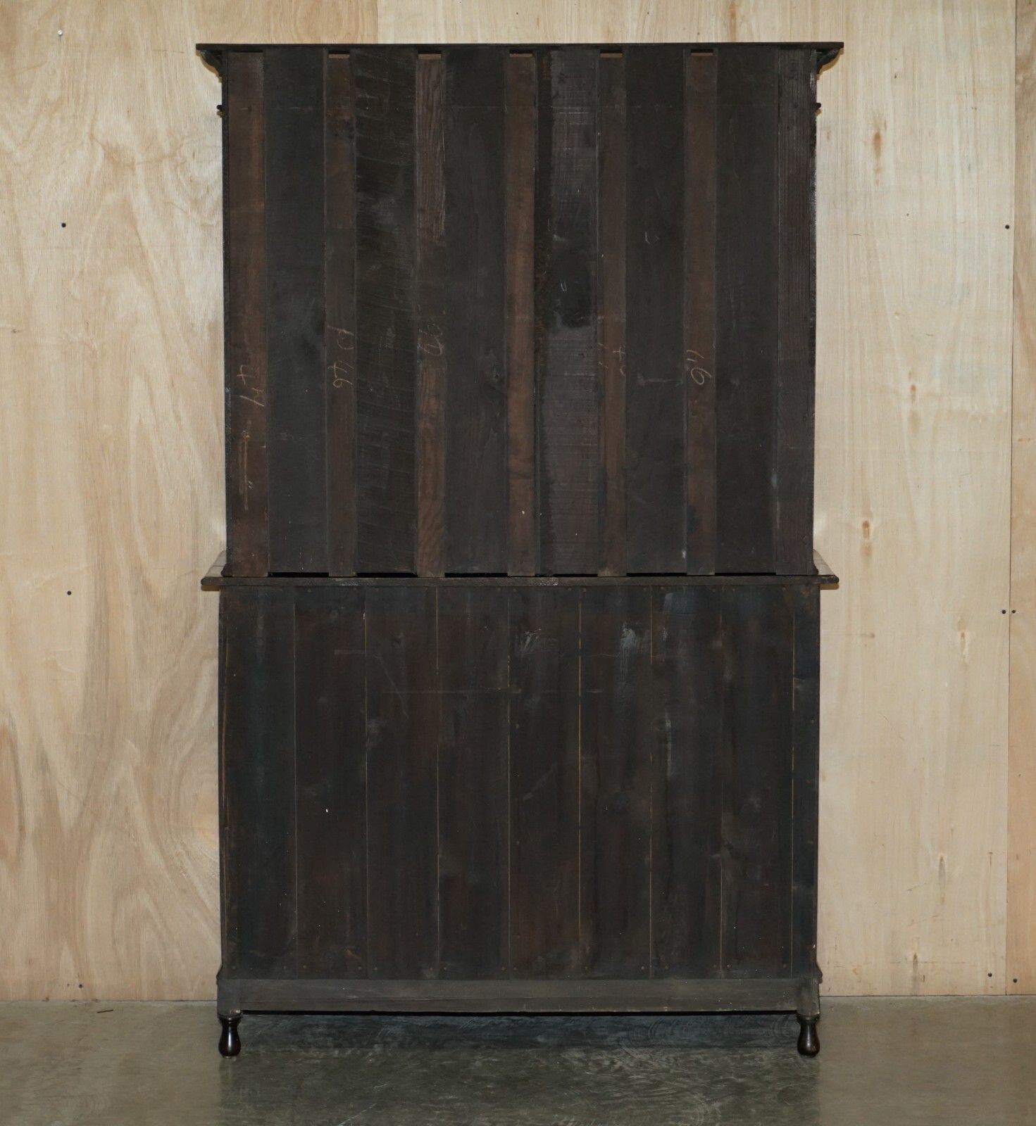 photo buy Vintage Jacobean Revival English Carved Oak Library Bookcase Dresser Cupboard