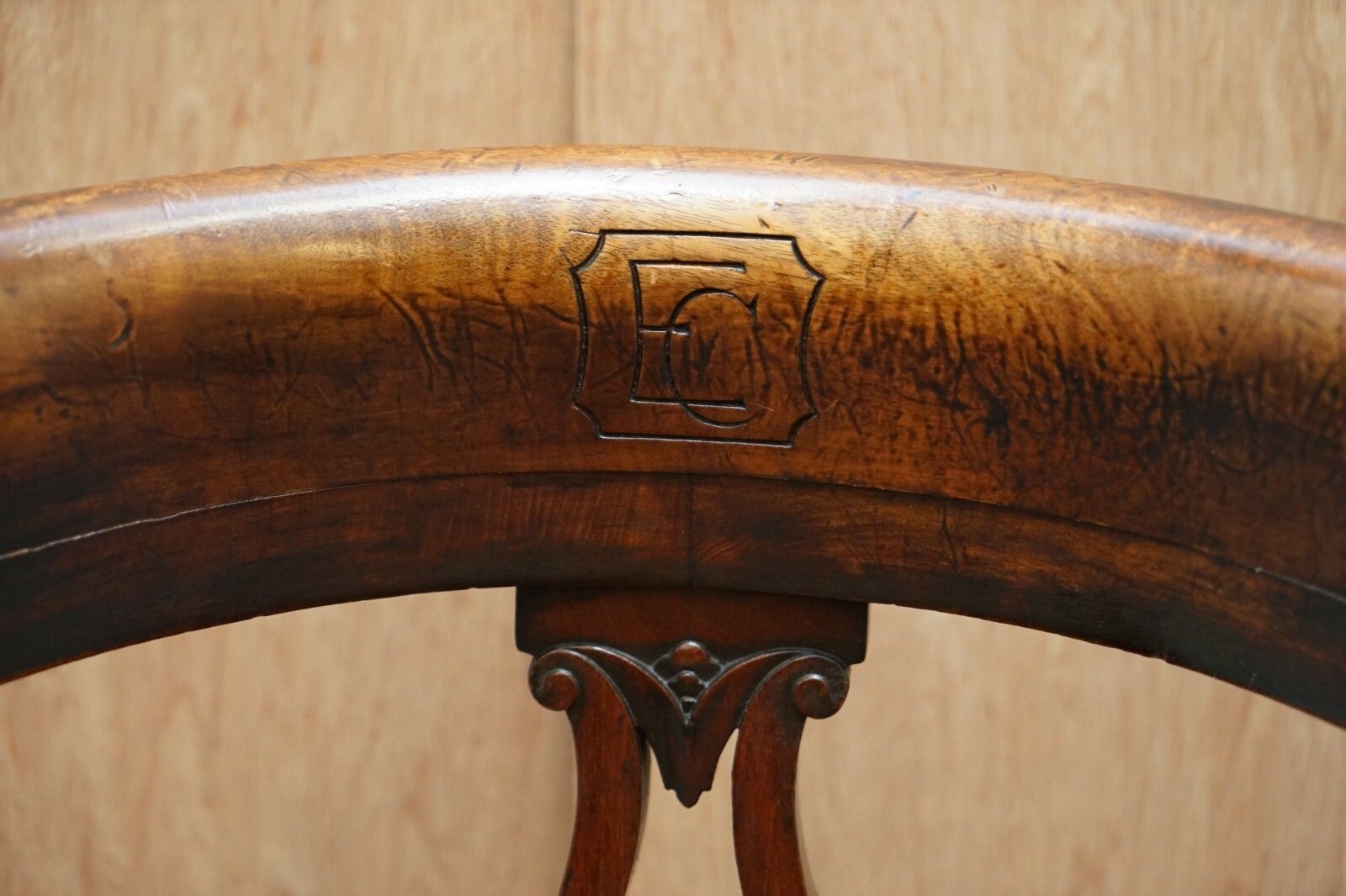 Very Rare Eton College Victorian Walnut Captains Chairs Carved Ec To The Back photo 1950.0