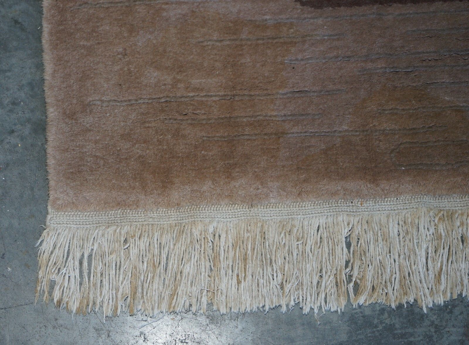 Textiles Antique Chinese Thick Knotted Wool Rug With Pagoda Temple And Floral Trees photo