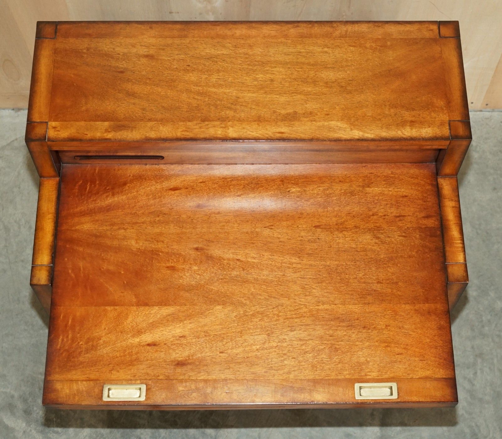 1850.0 Mahogany & Brass Military Campaign Workstation Desk For Home Computer Part Suite photo
