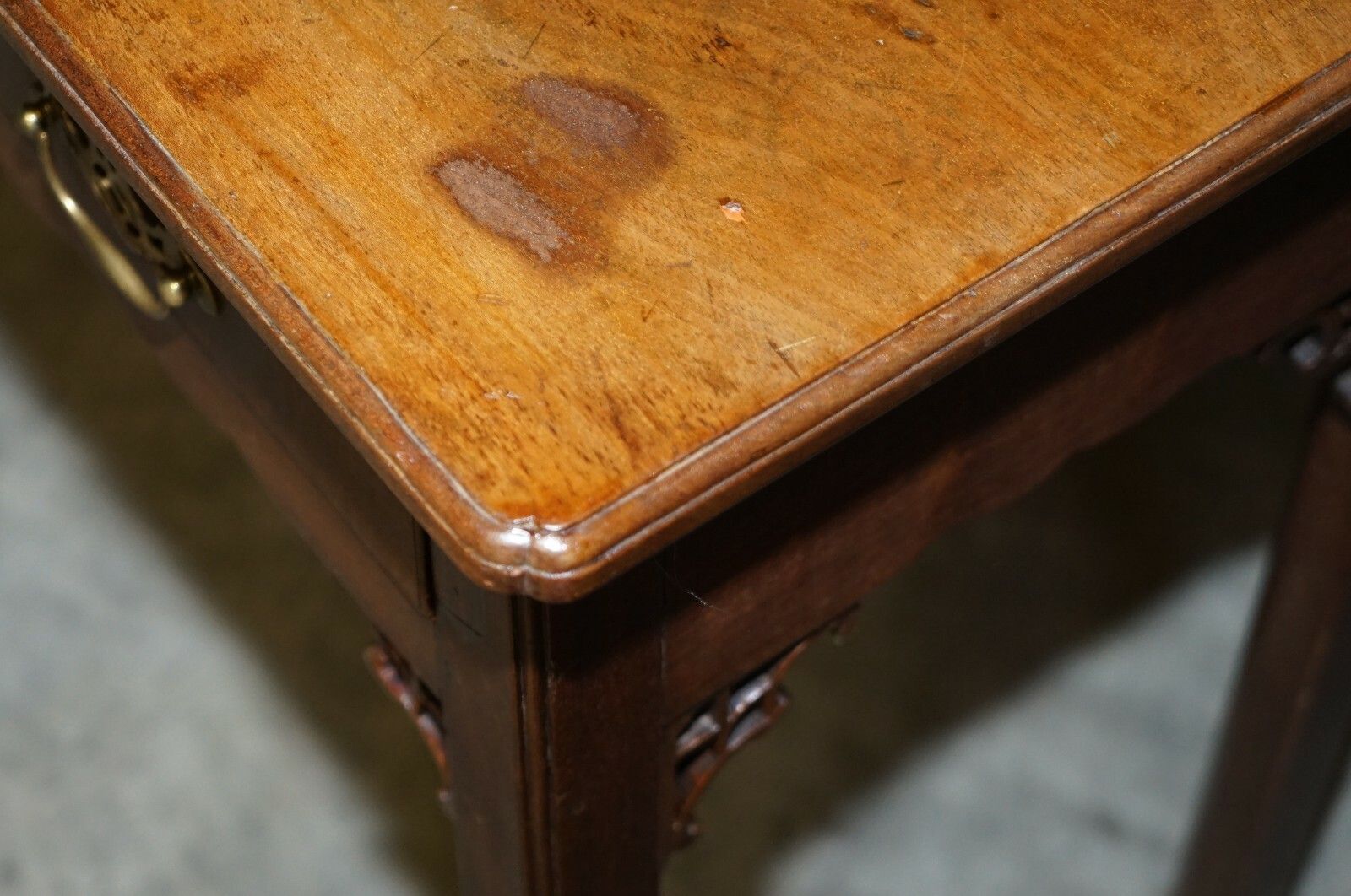 photo for sale Antique George III Side Table Circa 1760 Very Heavy Mahogany Chippendale Carved