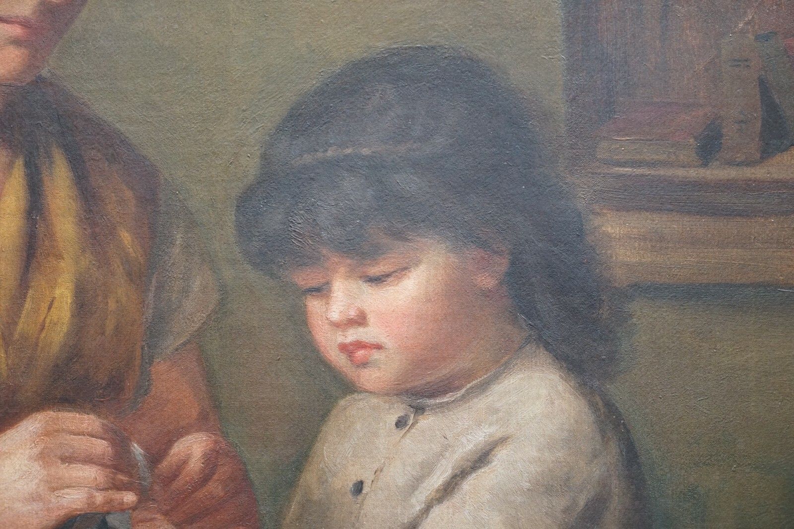Antique 19th Century Continental School Portrait Of Mother & Child Gilded Frame photo buy