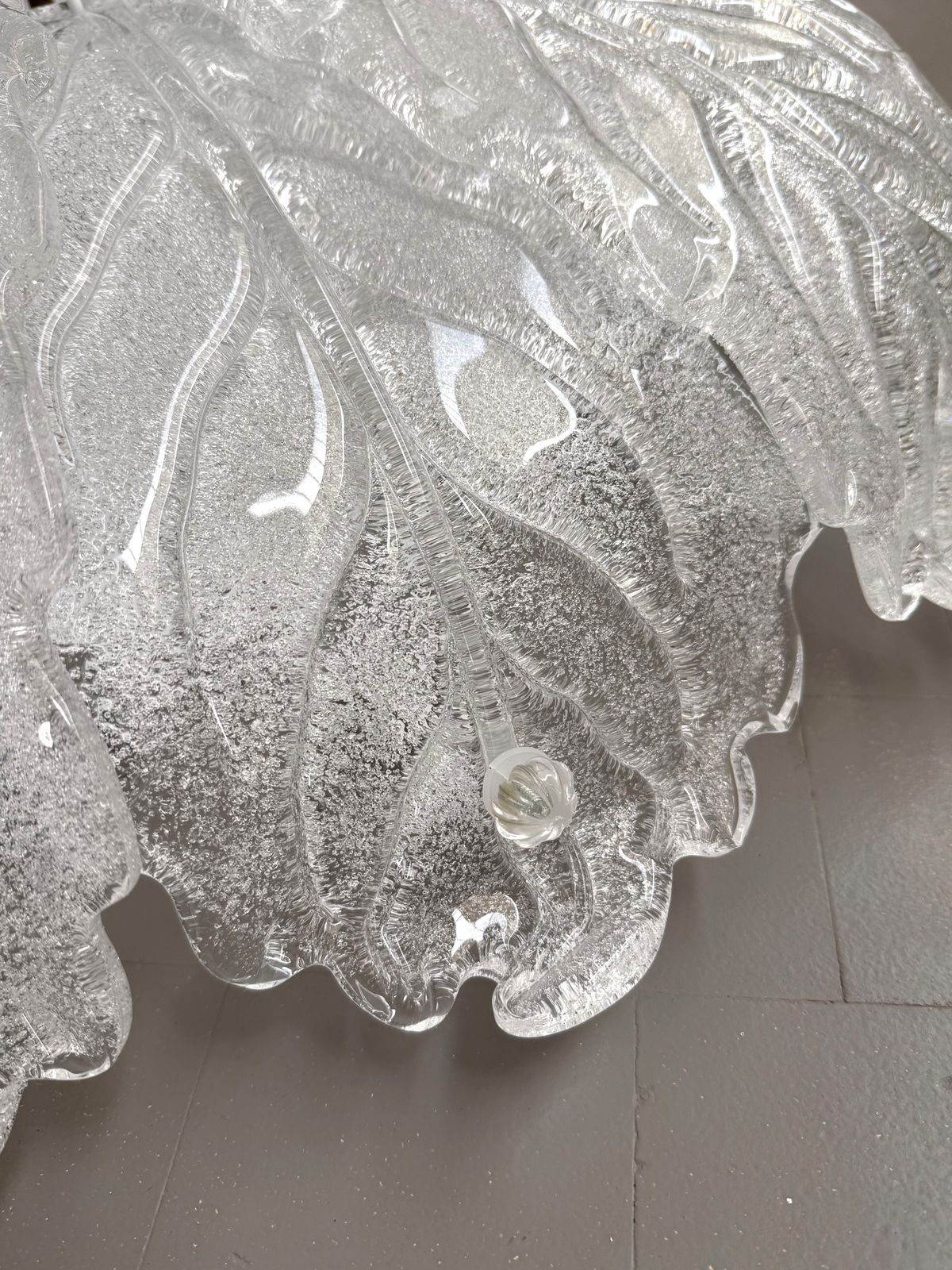 Italian Murano Glass Big Size Flush Mount Chandelier, 1970s photo vintage